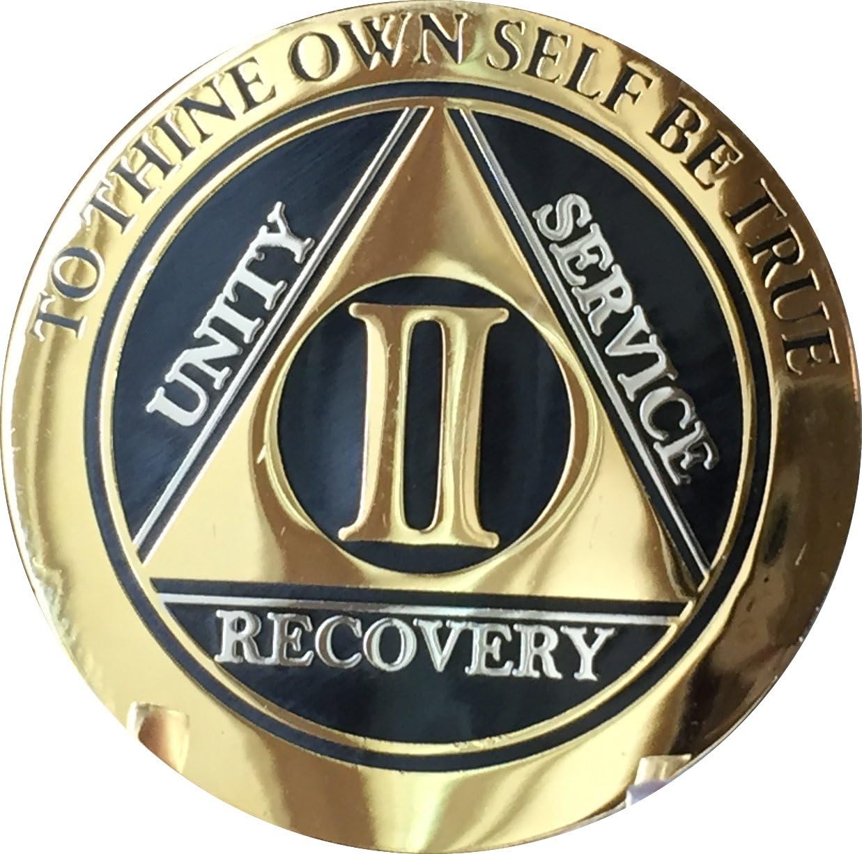 RecoveryChip 2 Year AA Medallion Elegant Black Gold Silver Bi-Plated Alcoholics Anonymous Chip