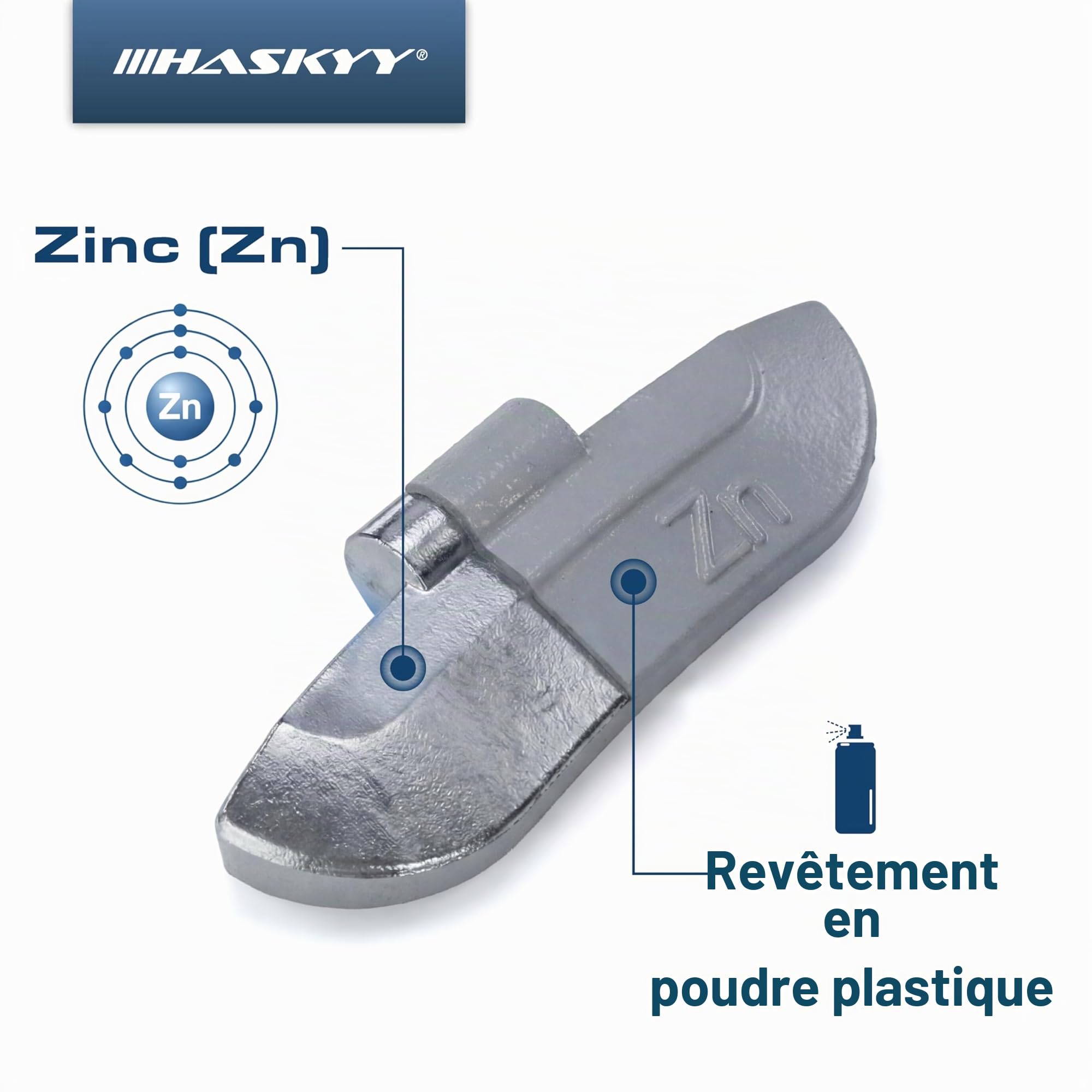 HASKYY 225 masses à frapper pour JANTES en ACIER Gamme de masses d’équilibrage de 5-10-15-20-25-30g