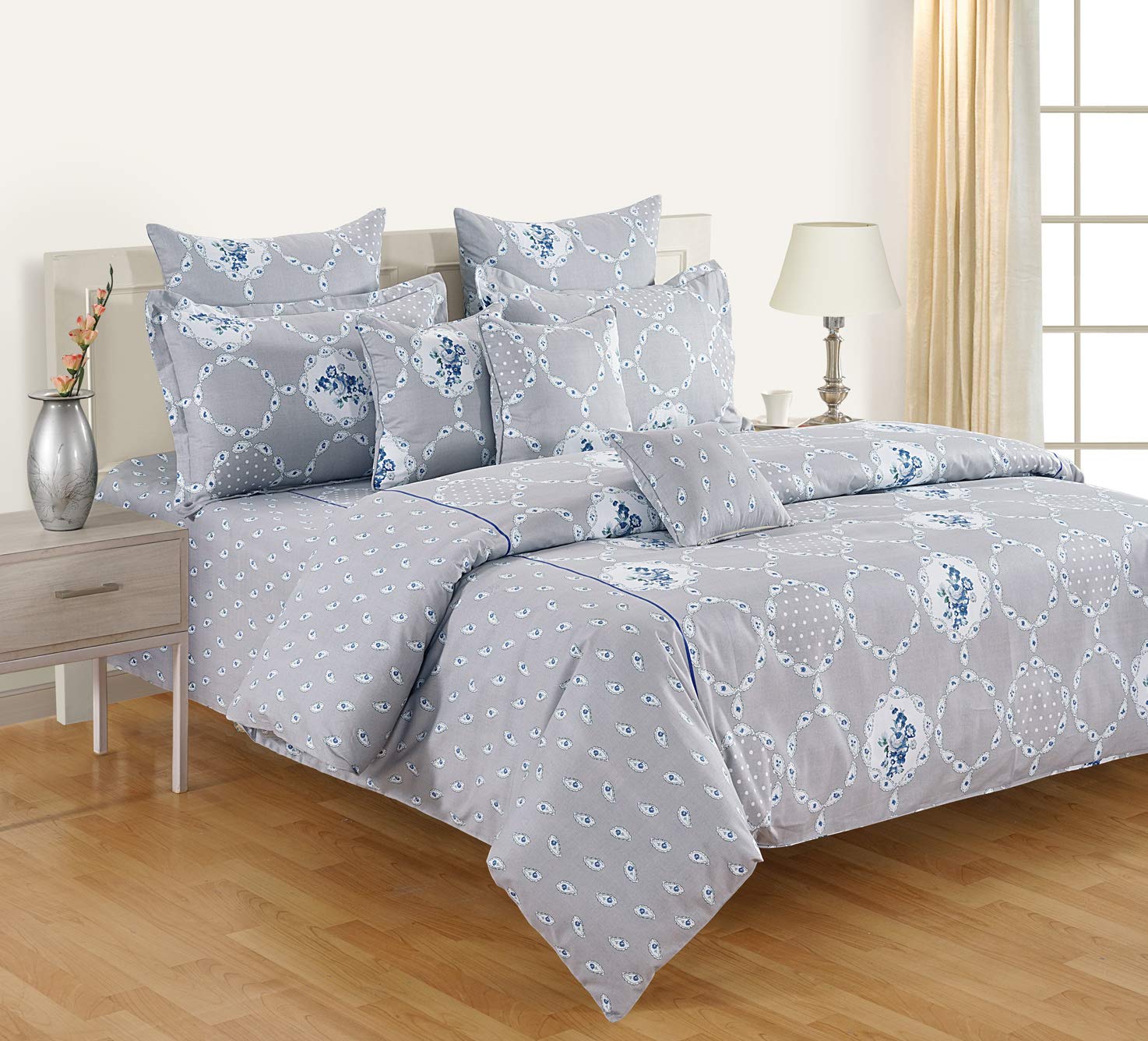 Swayam Cotton Double Size Comforter | 225 cm x 250 cm | 150 GSM, Grey | Comes with Health Layer : Prevents oozing Out of Fibre-image-13
