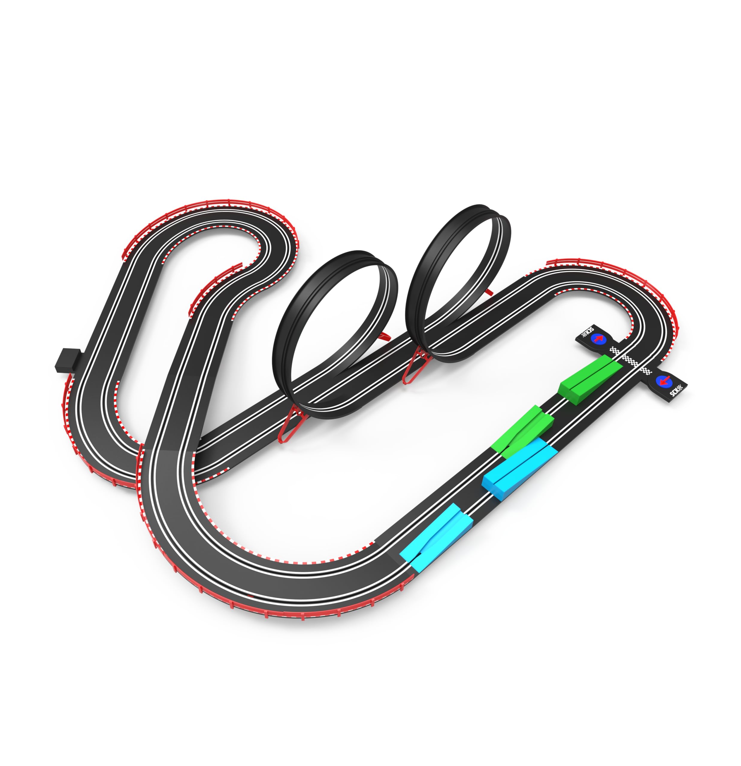 SCALEXTRIC - Circuit Compact - Piste de Course complète - 2 Voitures et 2 télécommandes incluses - Échelle 1:43 (Set Grand Challenge)