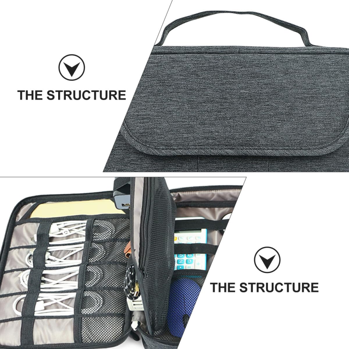 Bolsa de Almacenamiento Digital de Doble Capa Estuche Organizador Electrónico Mediano Negro Funda para Cables y Accesorios Adecuado para Viajes y Protección contra Polvo y