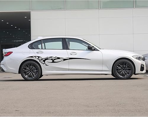 Miniatura 4 de YAMUDA Universal Racing Car Body Side Falda Pegatinas Coche Pegatinas Vinilo Negro YA34 (2PCS)