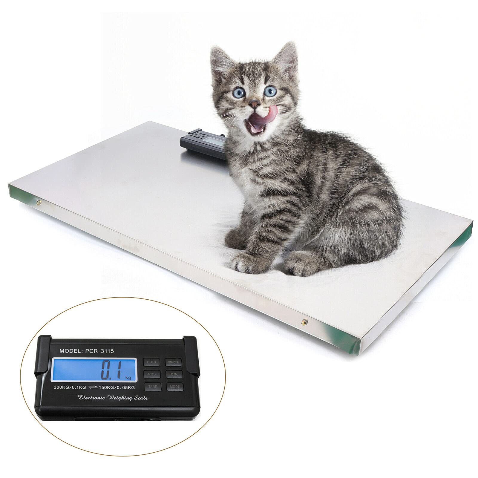 Báscula para paquetes, 300 kg, Pesos Digitales, Plataforma con Pantalla LCD, Báscula Digital de 103 cm x 3 cm, Báscula de Mesa para Mascotas, Correo o Almacén