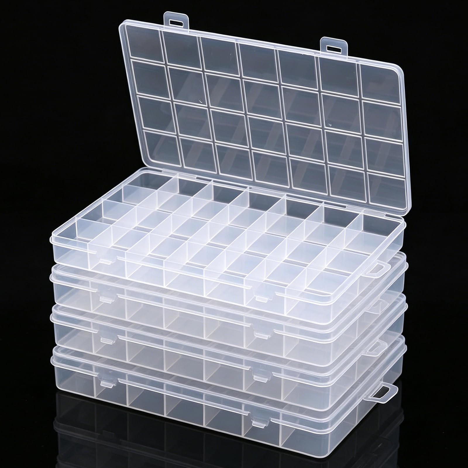 Saituo Home 4 Pcs Bead Storage, 28 Compartments Clear Diamond Art Storage