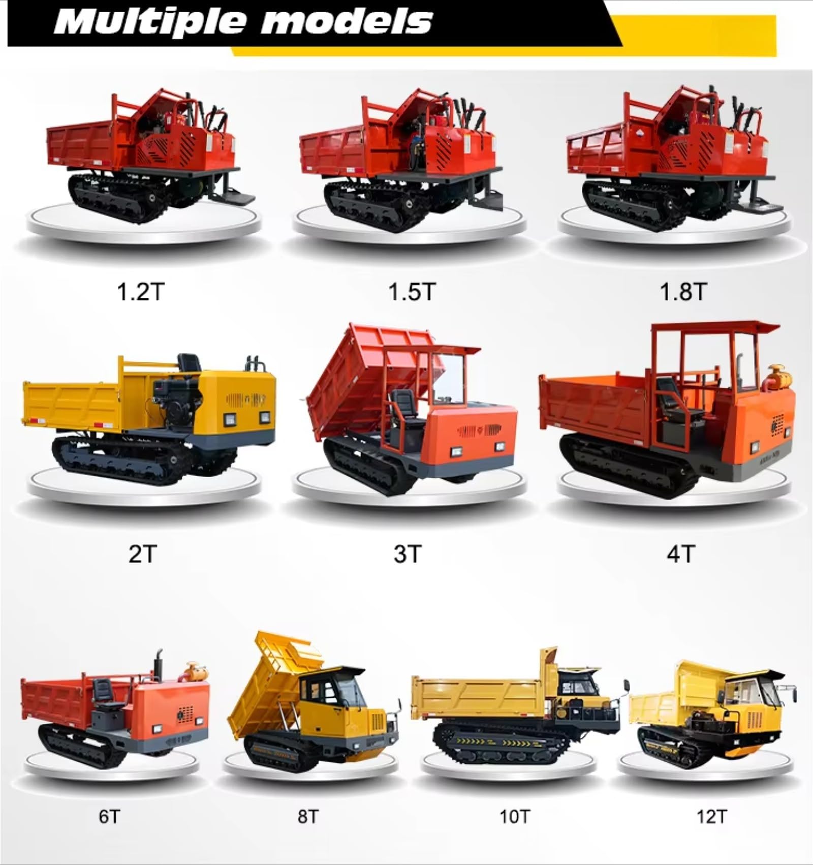 Dumper sobre orugas, volquete de orugas todoterreno, mini volquete, resistente para máquina de transporte de barro y arena