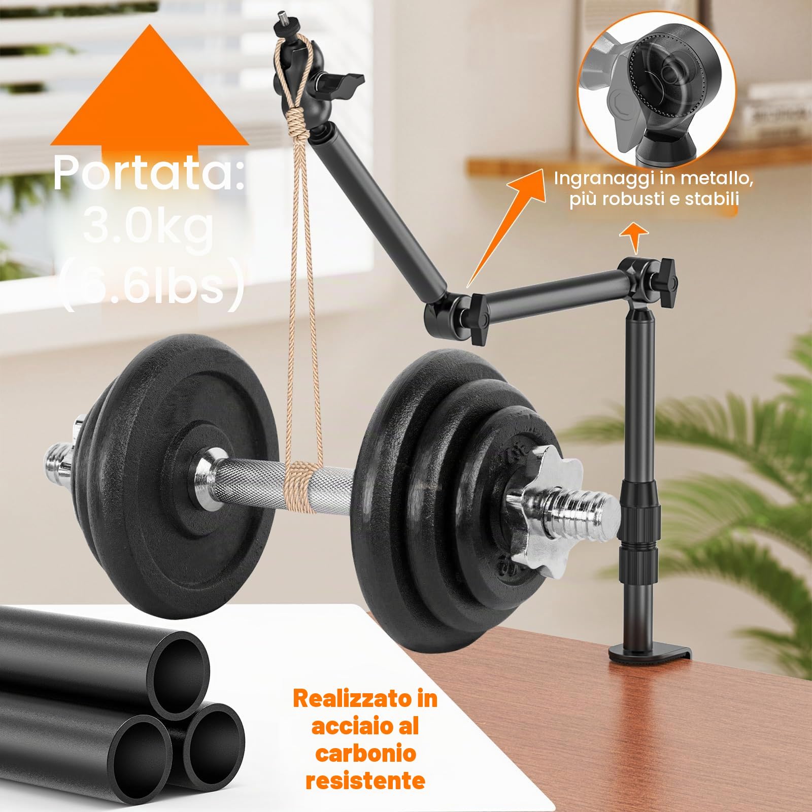 Supporto per Fotocamera da Tavolo, Treppiede Supporto da Scrivania per Fotocamera con Vite da 1/4", Supporto per Proiettore Girevole a 360° per Fotocamera DSLR, Anello di Luce, Proiettore