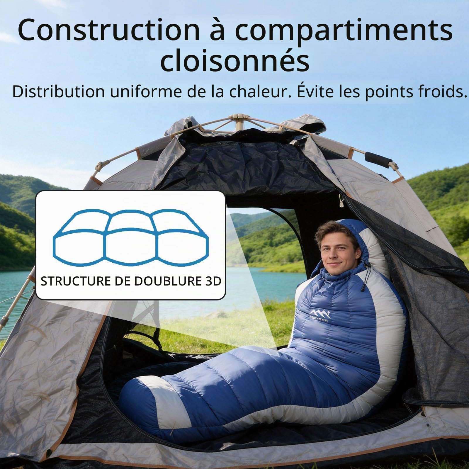Sac de Couchage ultraléger en Duvet avec Oreiller pour Adulte, Femme, Homme, Enfant, garçons et Filles, randonnée, randonnée et Camping Outdoor