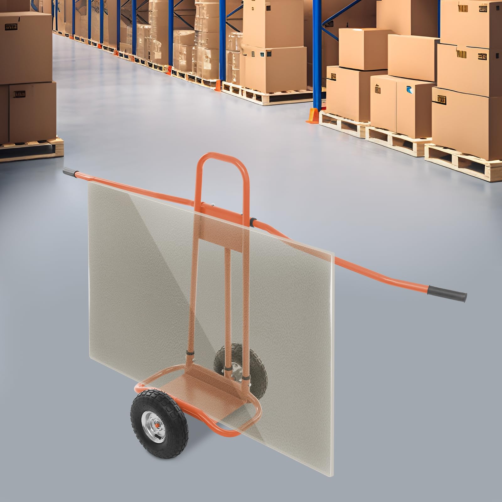 Transportwagen für Platten 120 * 85Cm 220Kg ZuverläSsige Konstruktion Plattenwagen Zum Transportieren GroßEr Platten rutschfeste RäDer Platten-Transportwagen für Haushalten, LagerhäUsern (Orange)