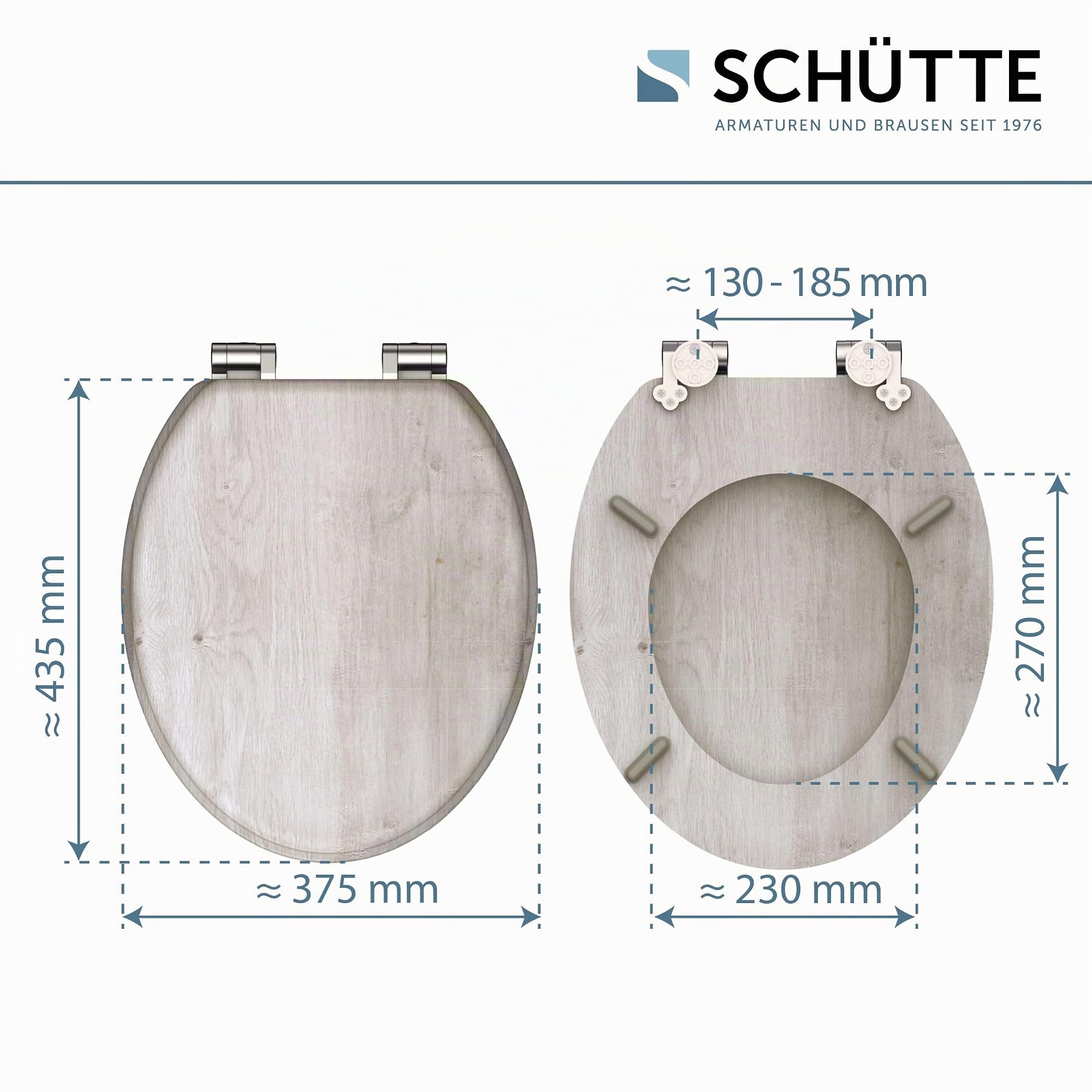 SCHÜTTE LIGHTWOOD Siège de WC avec abaissement automatique en bois, siège de toilettes avec abattant de toilettes, abattant de toilettes motif (charge maximale de la lunette 150 kg), couleur bois