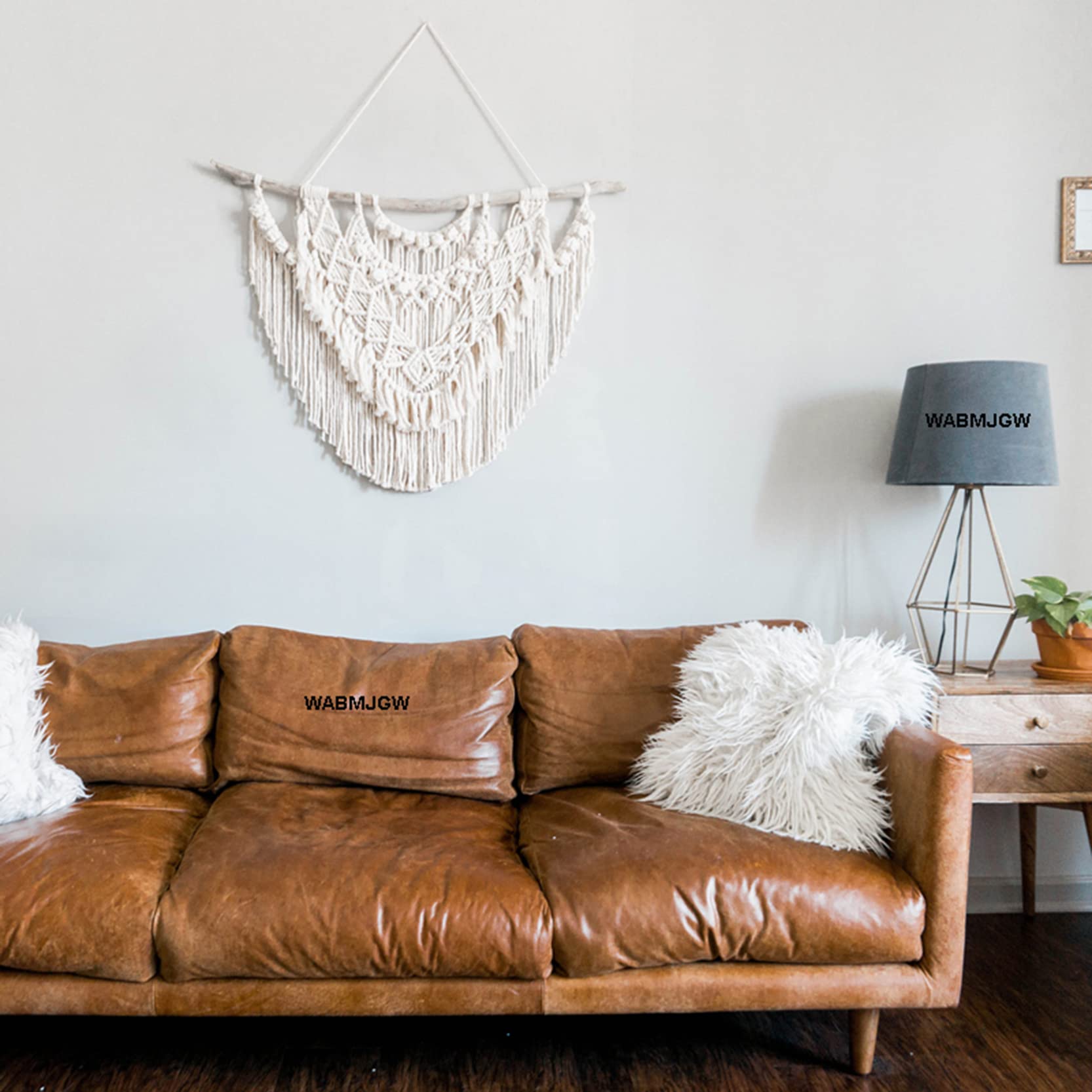 WABMJGW Tapiz de macramé Bohemio para Colgar en la Pared, Tapiz de macramé, Tapiz de Cuerda de algodón, para Colgar en la Pared, para Dormitorio, Sala de Estar, Color Beige, 120 x 100 cm