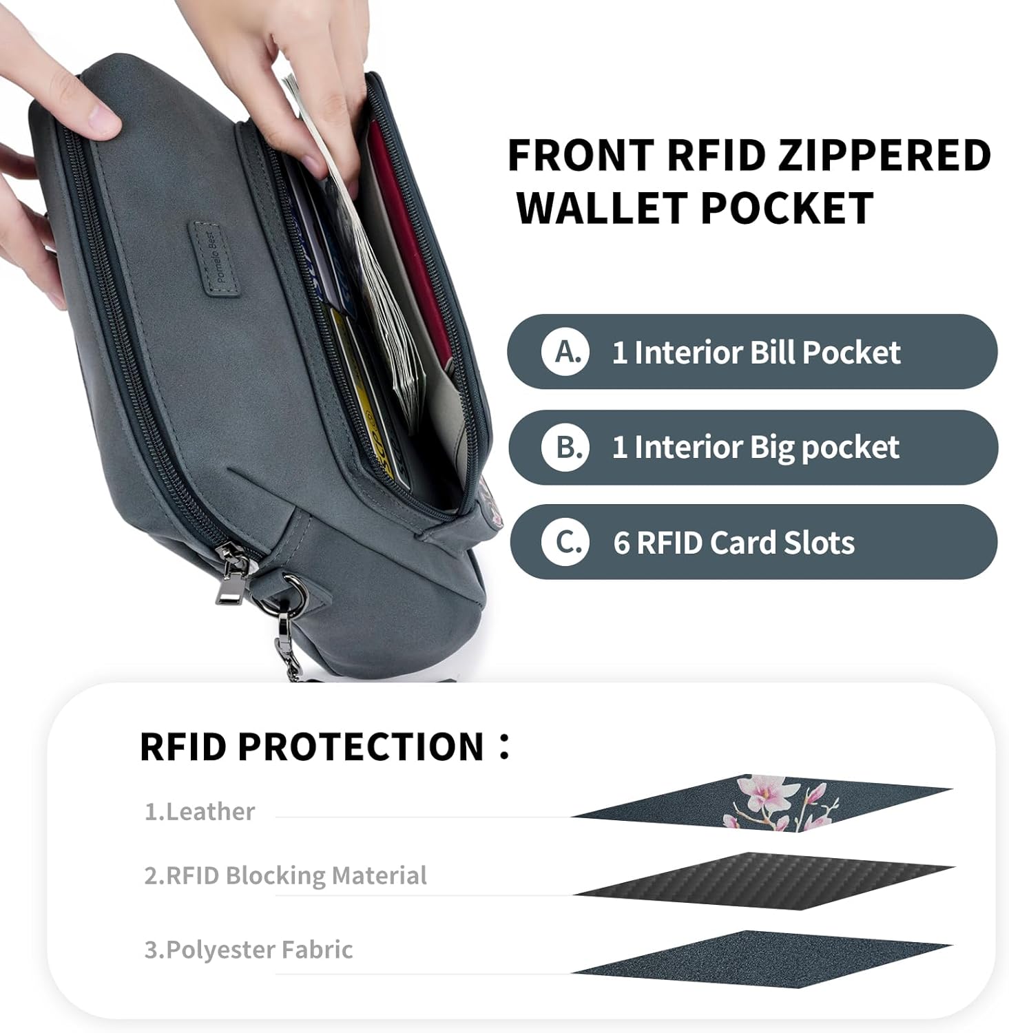Pomelo Best Crossbody Purses for Women, Soft Leather Medium Cross Body Bags Woman, Shoulder Bag with Adjustable Strap Travel