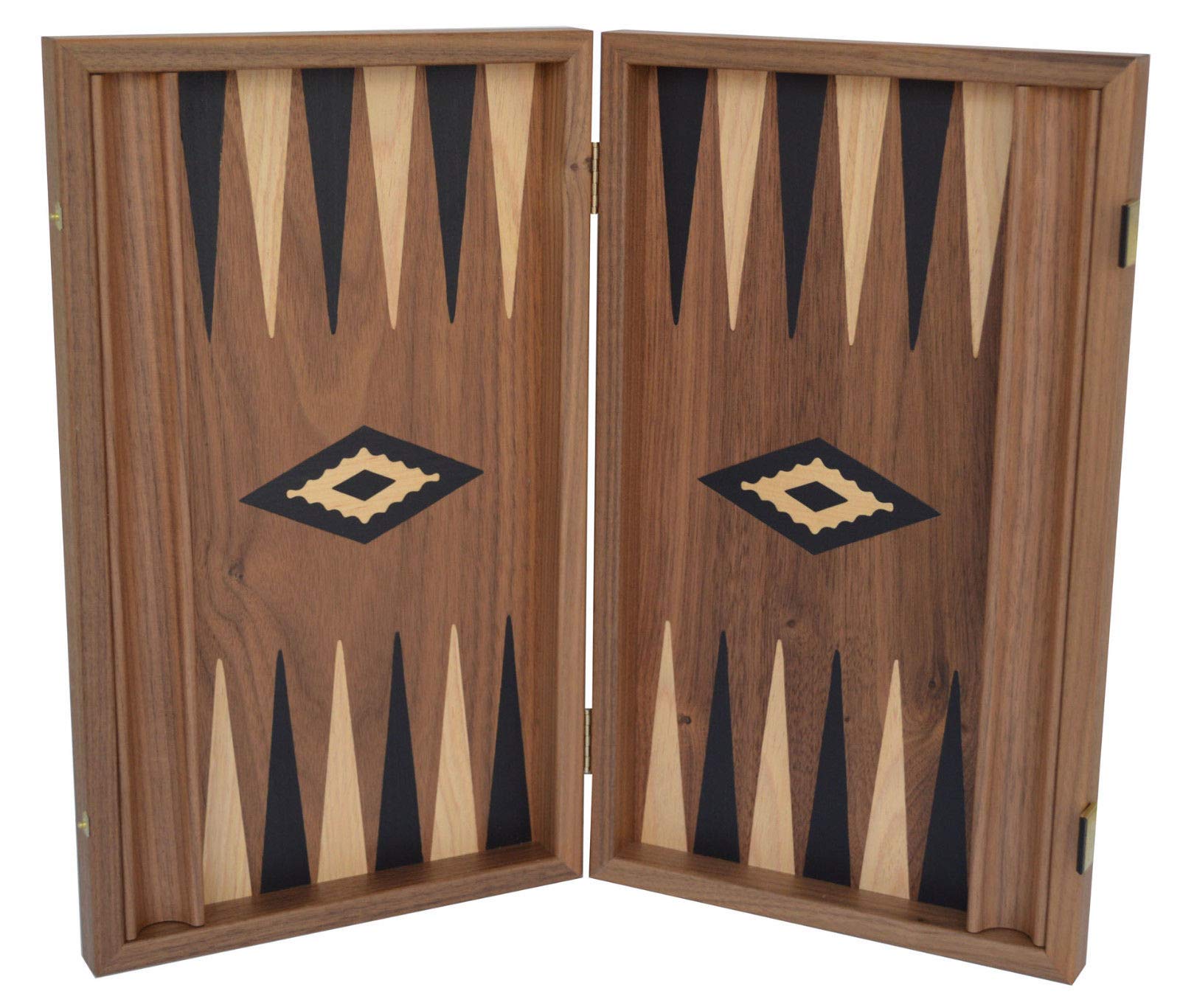 Walnut 15" Backgammon Set - Olive Wood Chips - Handmade in Greece