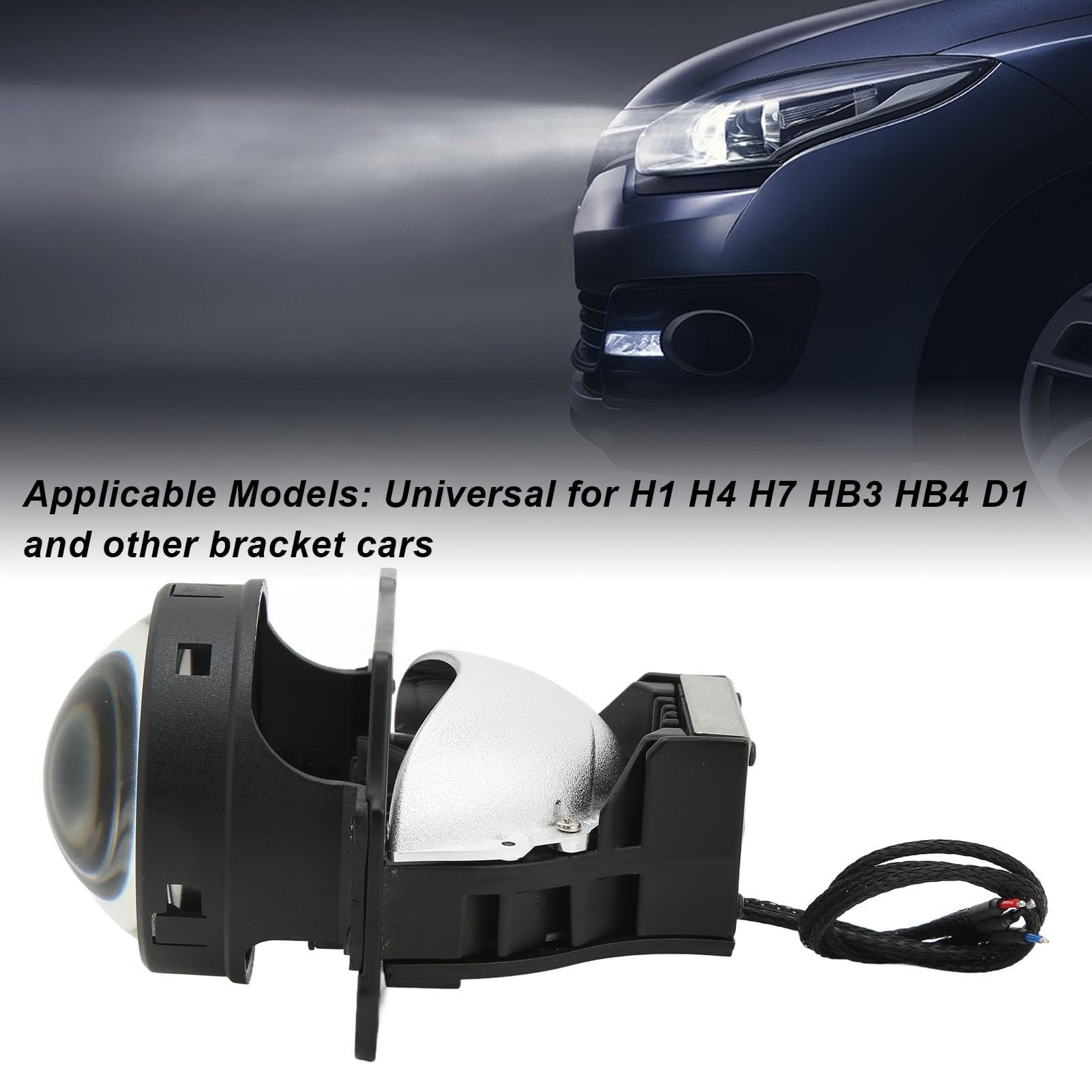 Faros Delanteros LED Torvex, Bombillas para Faros Delanteros de Doble Lente de 3 Pulgadas, lámparas para proyector 5500K 9-24V, compatibles con vehículos H1 H4 H7 HB3 HB4 D1 (Ojos de ángel Amarillos