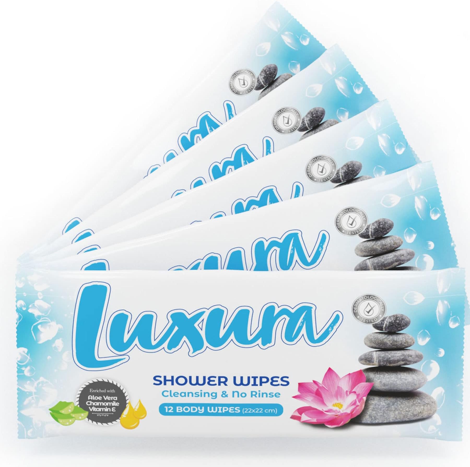 Shower Bed in Bath Body Wash Wipes - No Rinse Bathing and Cleansing Wet Wipes for Adults Pack of 60