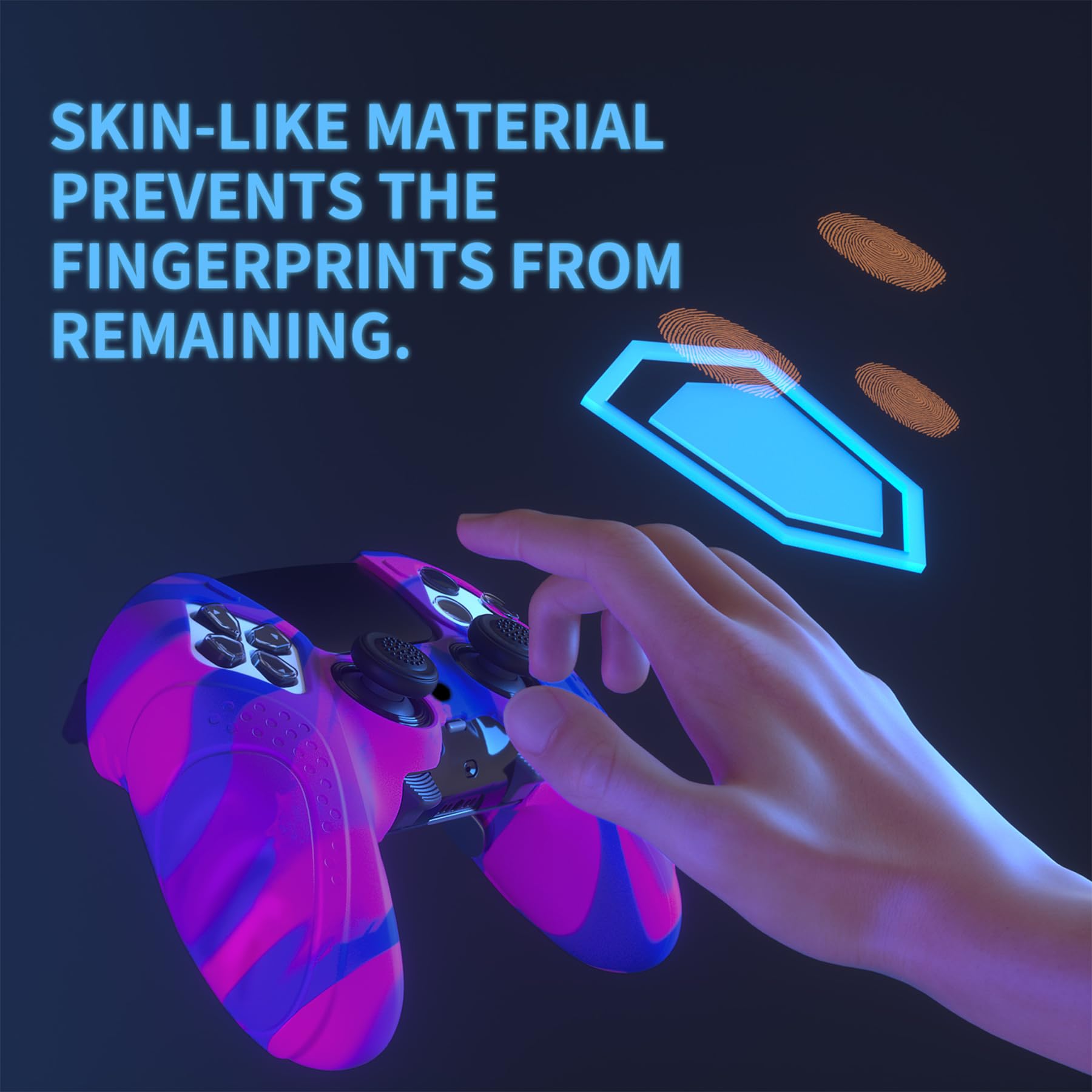 PlayVital Funda de Silicona Antideslizante para ps5 Edge - Cubierta Protectora con 2 Tapas de Joysticks, Protector de Goma para ps5 Edge Mando, Diseño Ergonómico (Edición Guardian - Rosa&Morado&Azul)