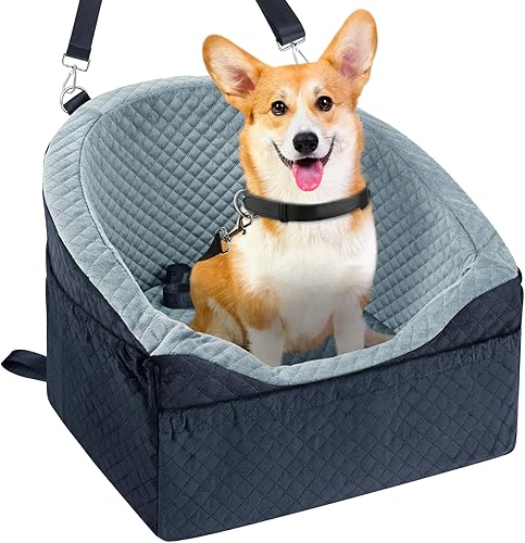 Vivifying Asiento de automóvil para perros pequeños y medianos, asiento elevador desmontable y lavable para mascotas de hasta 30 libras, cama de
