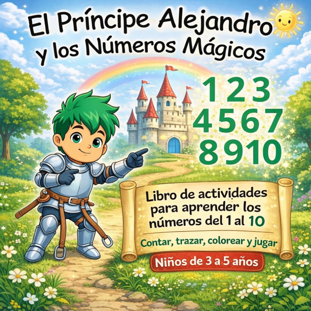 El Príncipe Alejandro y los Números Mágicos: Libro de actividades para aprender los números del 1 al 10 | Contar, trazar, colorear y jugar | Niños de ... (El Mundo Mágico de Princesas y Príncipes)