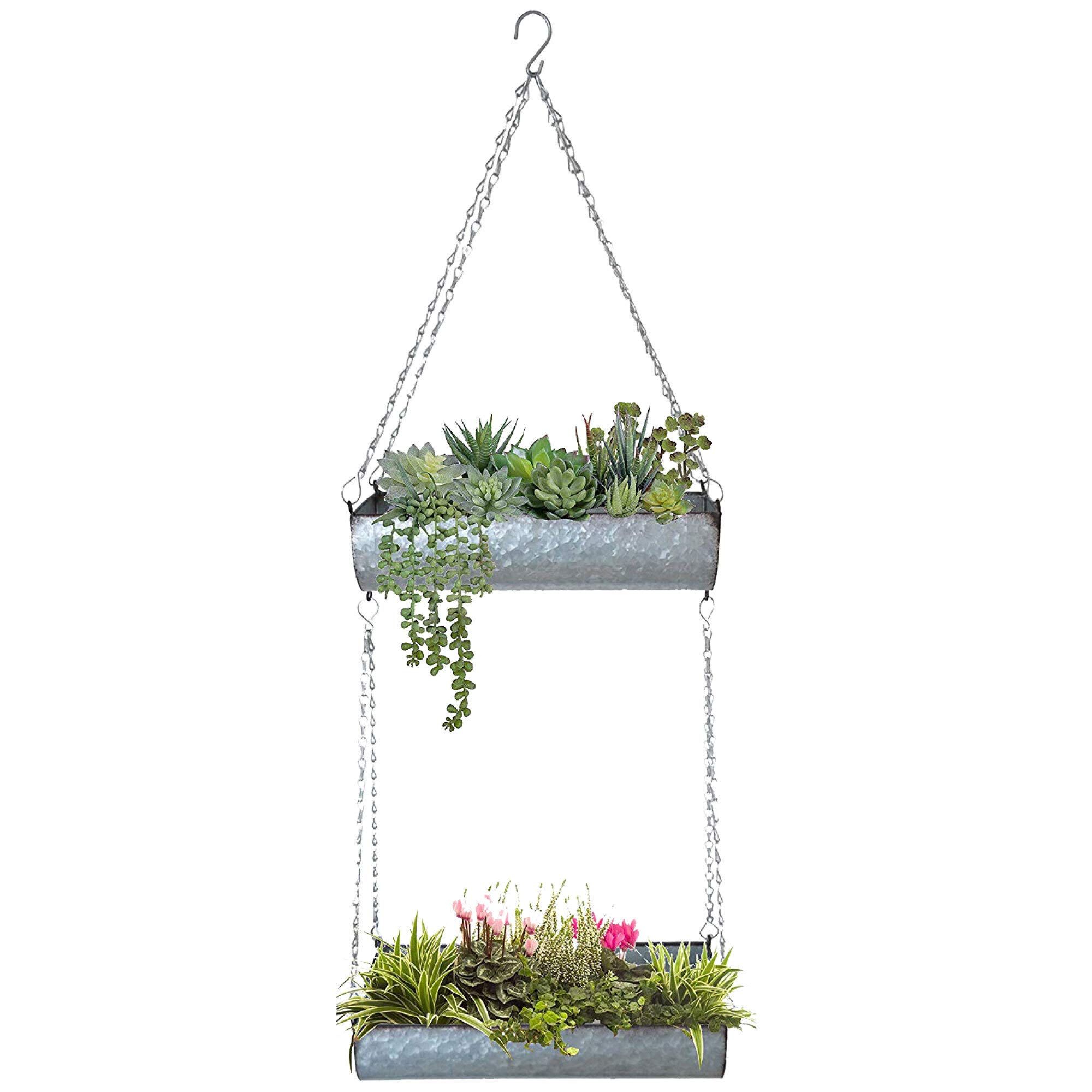 TrustBasket Ivy MultiLevel Hanging Planter-Galvanized Metal Hanging Planter/Garden Decor,Home Decor,Indoor and Outdoor use (B0855RN9Z7) Amazon Price History, Amazon Price Tracker