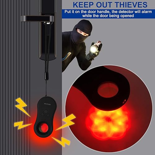 Miniatura 7 de Detector de cámara oculta antiespía sin mirar con luces de flash LED, cámara estenopeica portátil, equipaje y alarma personal 3 en 1 de función de