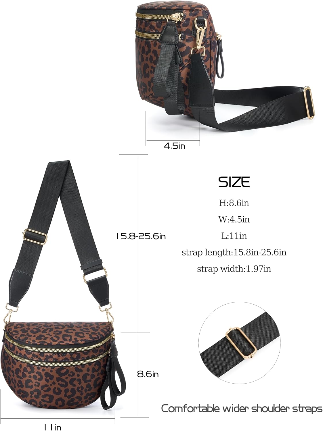 FEIBOON Spacious Nylon Crossbody Bag Bum Bag Handbags Wallets Purses Trendy Shoulder Bag for Women thumbnail