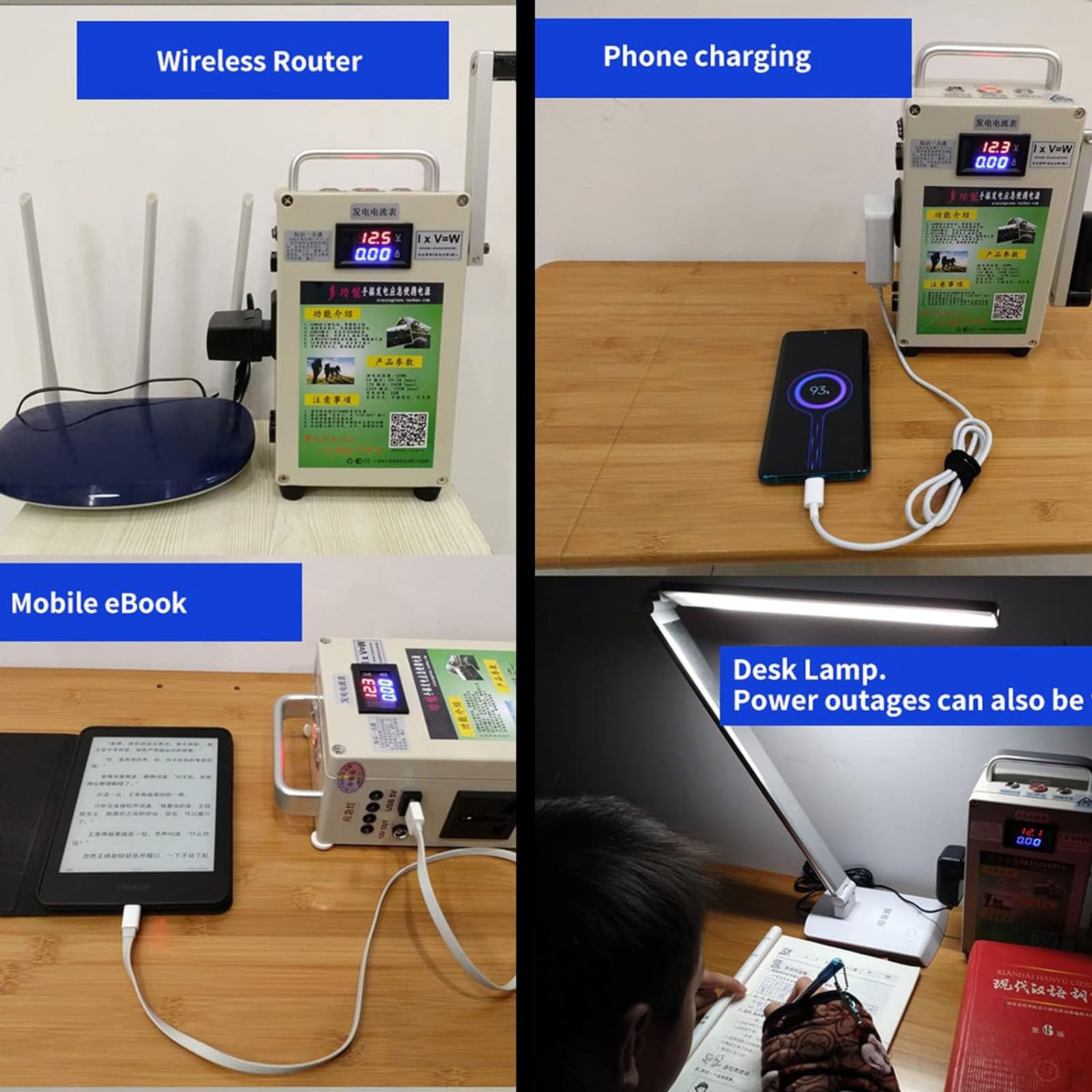 150w 220v Generatore a manovella da Stazione di Alimentazione Portatile con generatori di Alimentazione Mobile,con Usb/Ac220v/12v Presa, con Batteria
