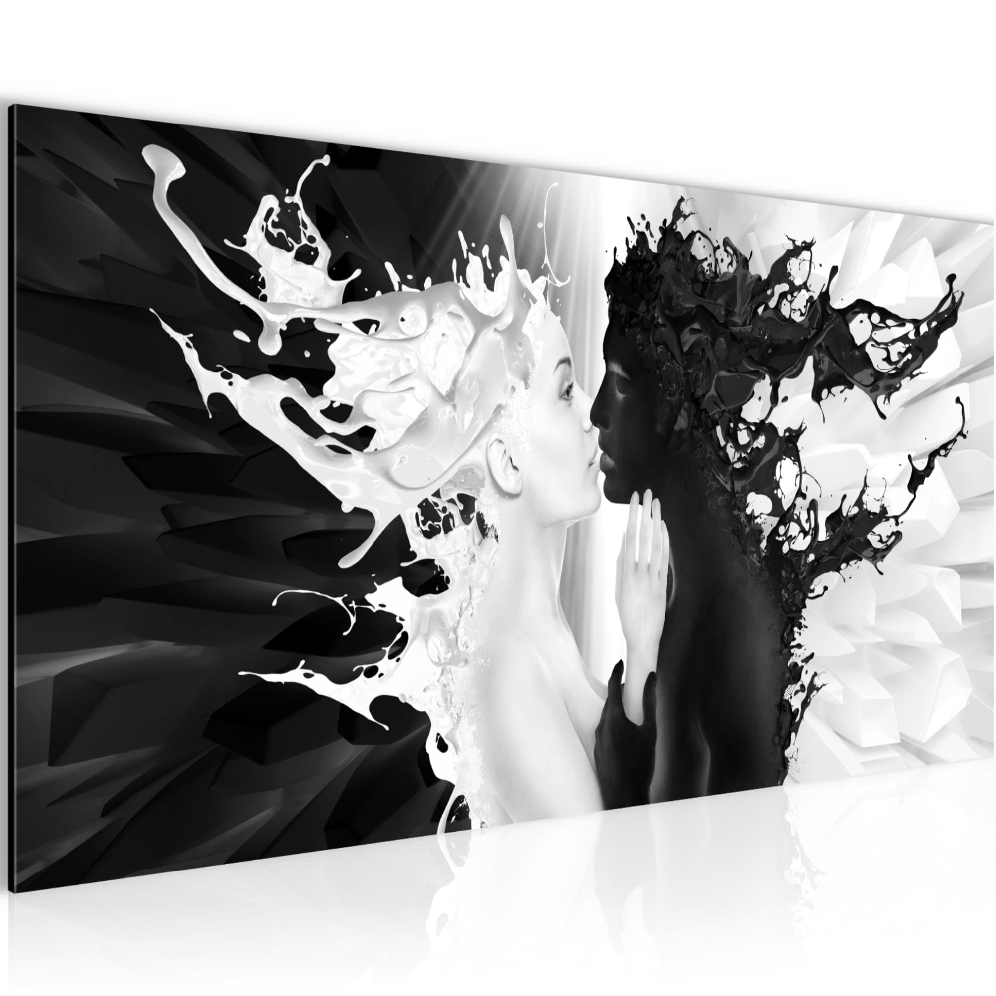 Runa Art Cuadro Decorativo La Leche Y Café 1 Parte Moderno Cuadro Lienzo no Tejido para Sala Amor Negro Blanco 005012b