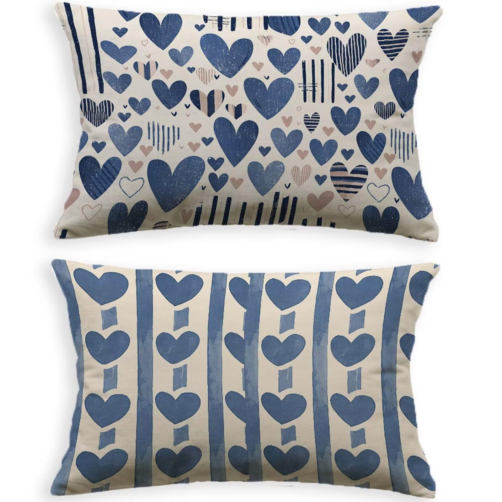 Housse de coussin Amour en velours bleu marine pour un nid douillet