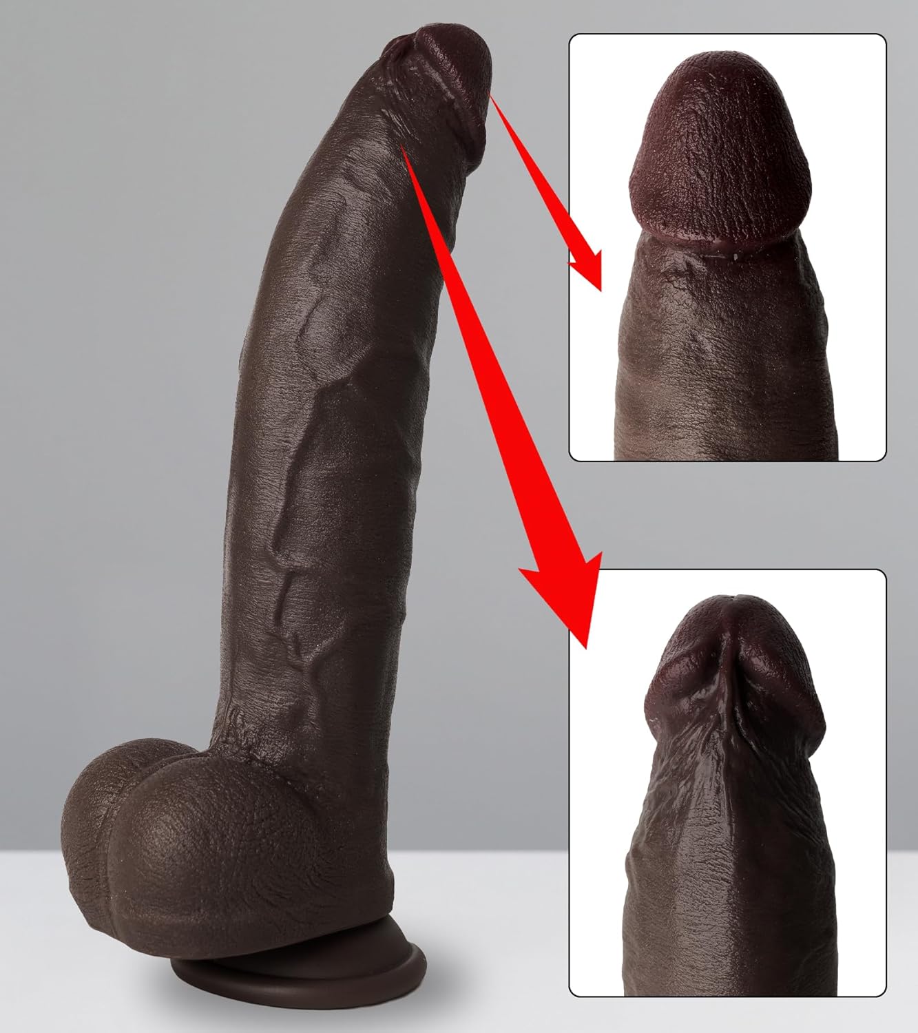 12 Inch Huge Thick Big Black Dildo - Giant Realistic BBC Dildo for Men Women Gay, Dual Density Silicone Dildos with Strong Suction Cup, XXL Wide Massive Dildos for Anal Vagina, Adult Sex Toys & Games