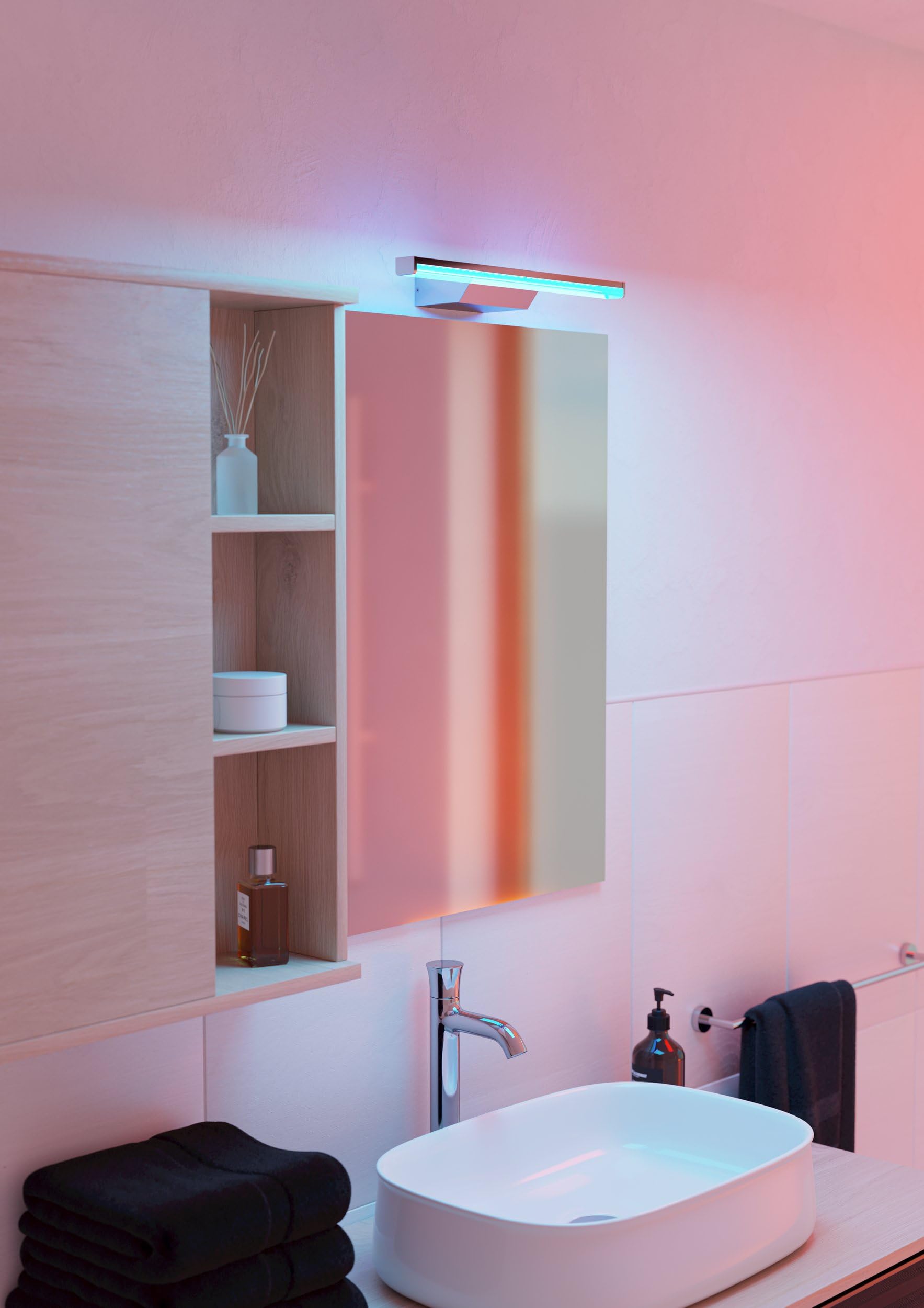 EGLO Connect.z Smart-Home LED Spiegelleuchte Regello-Z, L 60 cm, ZigBee | App und Sprachsteuerung Alexa, Lichtfarbe einstellbar (warmweiß-kaltweiß), RGB, dimmbar, Bad Wandlampe, silber, IP44