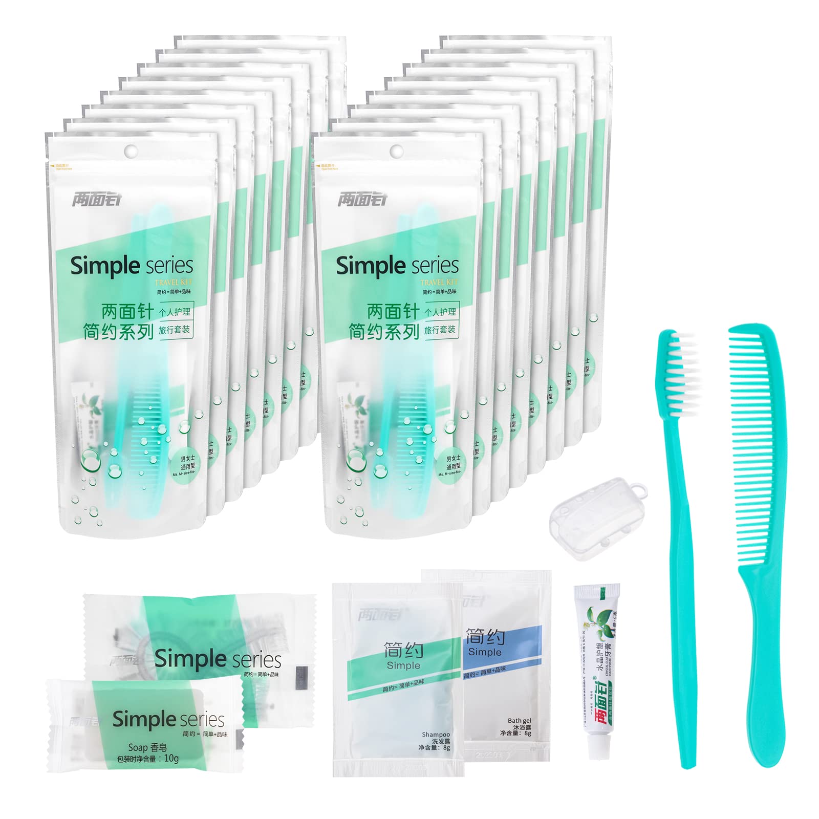 Hygiene Kit Bulk, Individually Packed, Travel Hygiene Kit With Toothbrush, Toothpaste, Comb, Shampoo, Shower Gel, Shower Cap And Soap, Suitable For Hotel, Home, Camping, Travel (12 pcs)