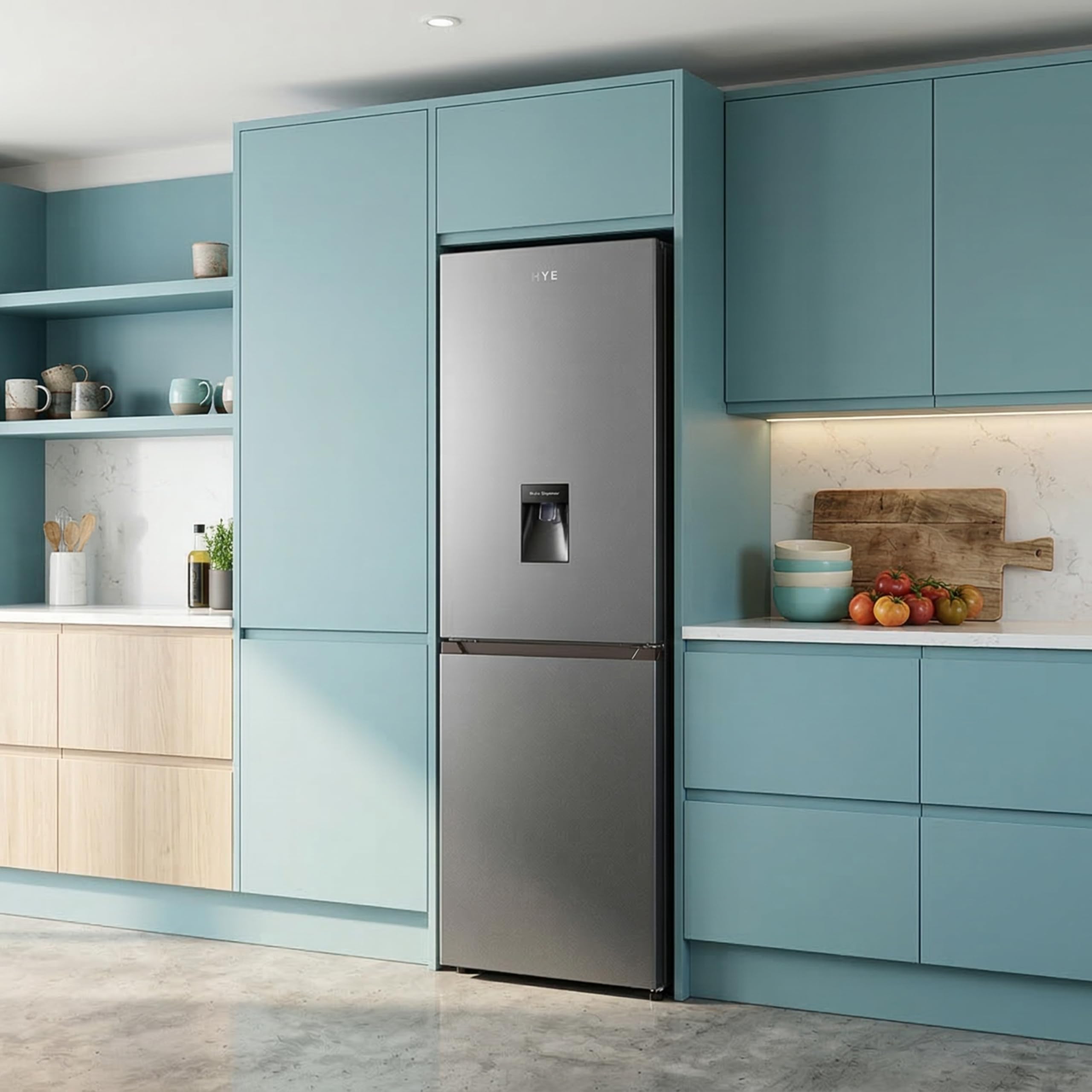 HYE Fridge Freezer - 50/50 Freestanding Fridge Freezer, 182.4cm Height, 55cm Width, 256 Litre Capacity, Total No Frost & Non-Plumbed Water Dispenser, Silver - RF01FF256S18 — view 6
