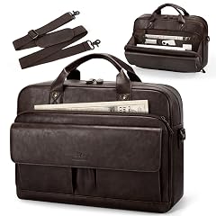 RAINSMORE Mens Laptop Bag PU Leather Messenger Bag 15 6 Inch Briefcase Vintage Computer Satchel Bag for Work