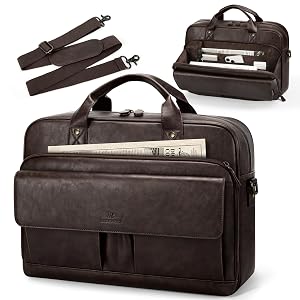 RAINSMORE Mens Laptop Bag PU Leather Messenger Bag 15 6 Inch Briefcase Vintage Computer Satchel Bag for Work