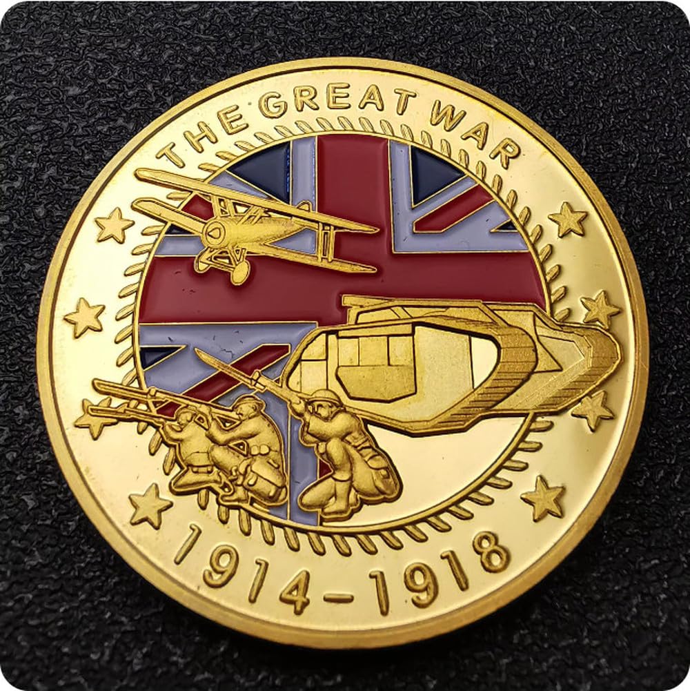 MINHBDER Commemorative Coins 1914-1918 World War I Gold Plated Coin The Great War 100Th Anniversary Ww1 Challenge Coins