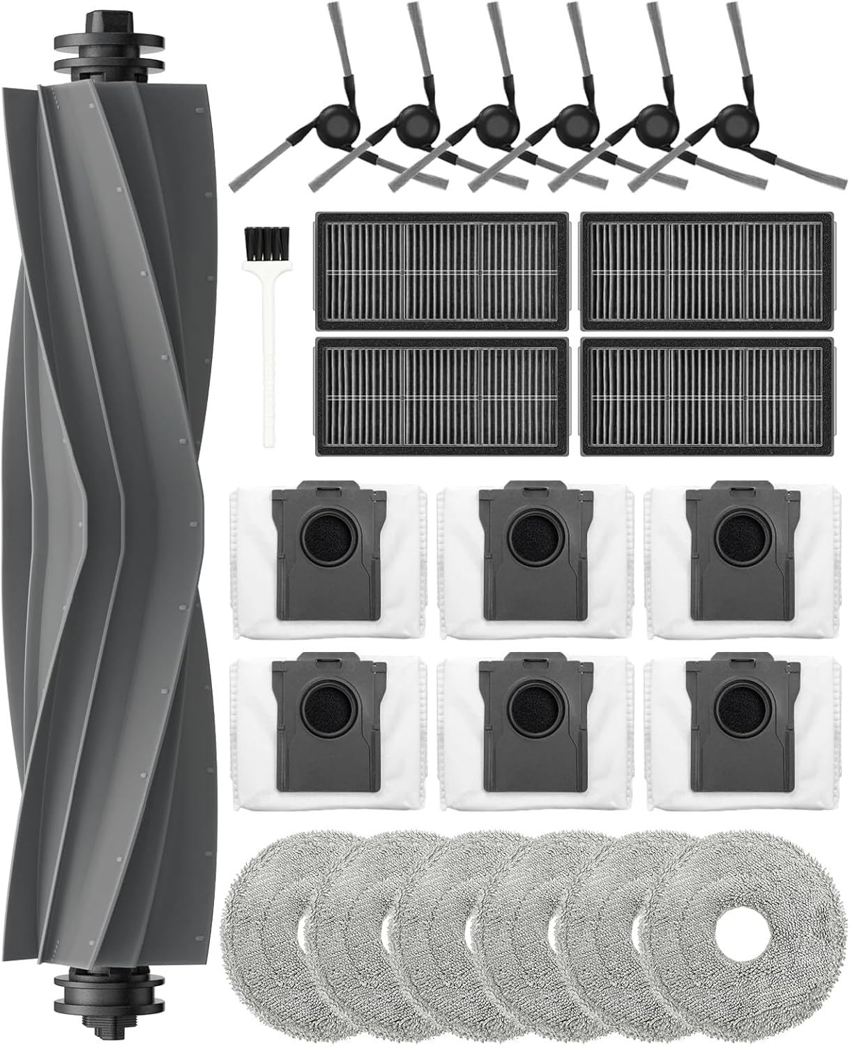 E40 Ultra Replacement Parts for Mova E40 Ultra: 1 Main Brush, 6 Side Brushes, 6 Activated Carbon Dust Bags, 4 HEPA Filters, 6 Mop Pads, 24pcs Accessories Kit Compatible with Mova E40 Ultra