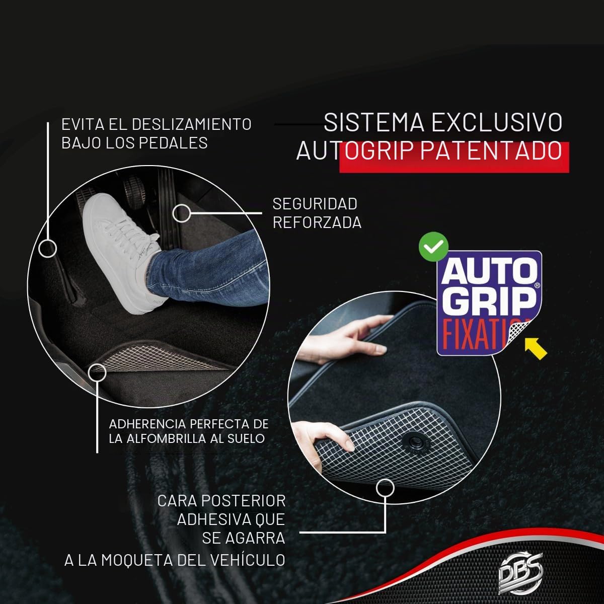 DBS 1763960 Alfombrillas de coche - A medida - Alfombrillas para coche - 4 uds. - Antideslizante - Moqueta en negro 900 g/m² - Aspecto terciopelo - Modelo Star