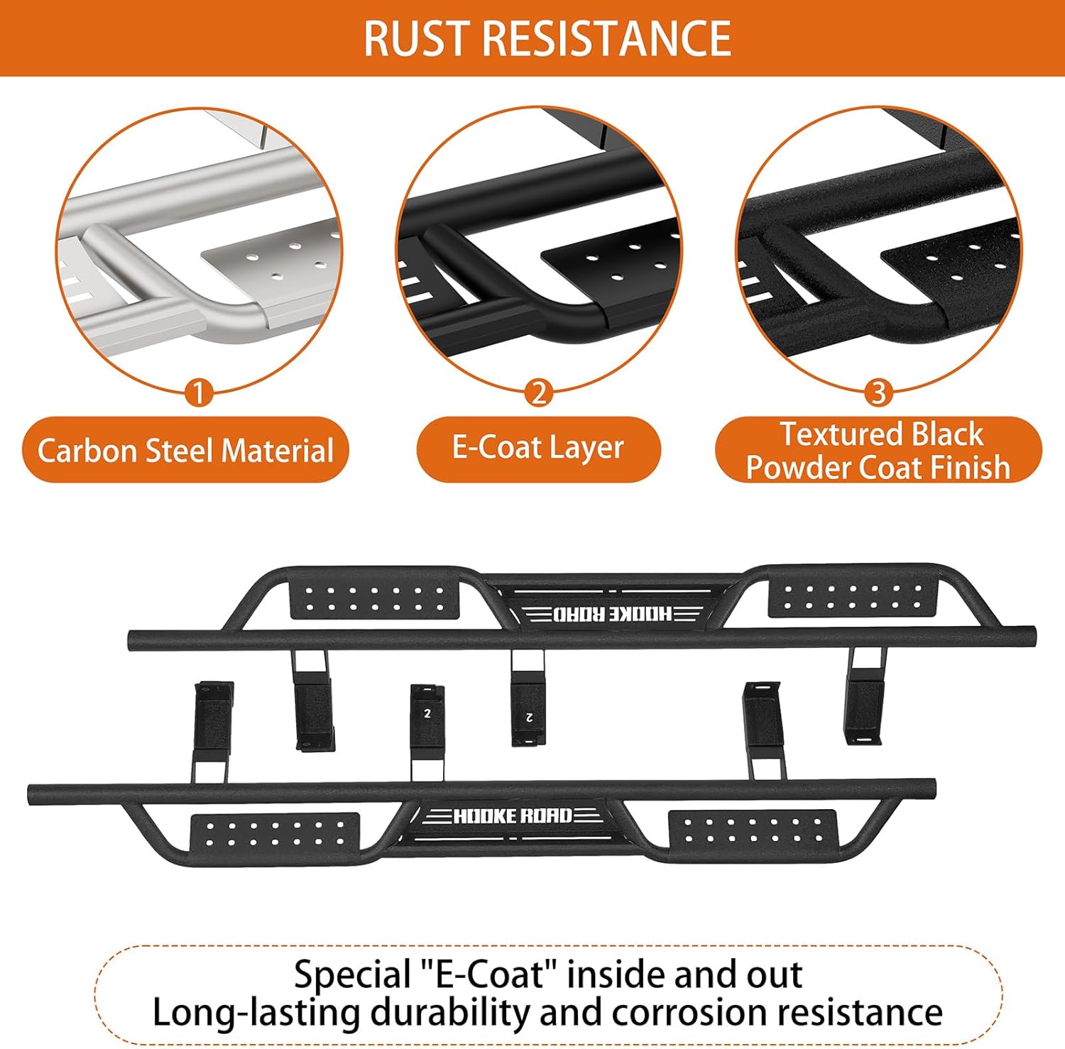 Hooke Road Suburban Step Bars Running Boards for 1992-1999 Chevy Suburban | 4.5" Drop Down Nerf Bars | Off-Road Side Step Rails (Excludes K2500 Models)