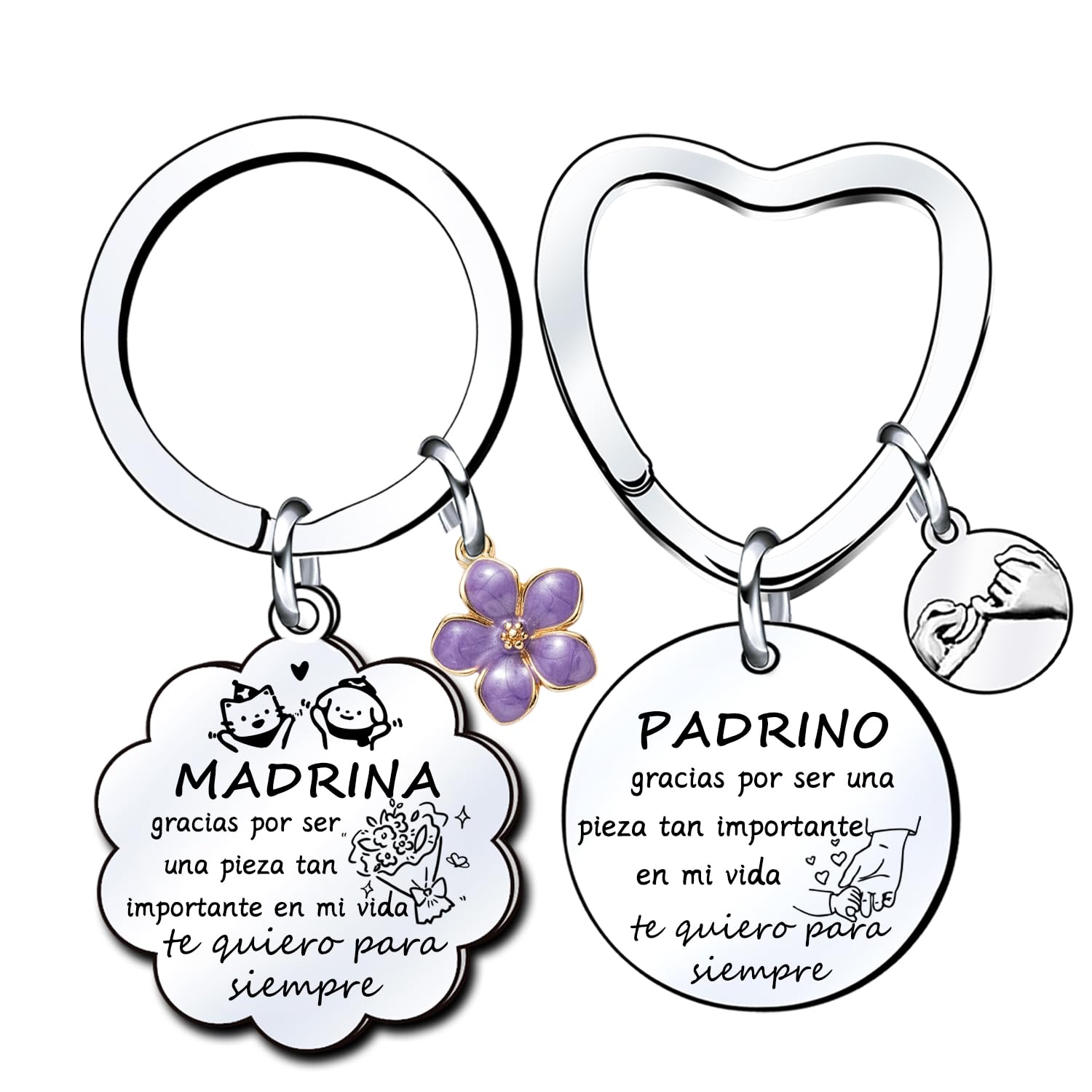 QTZXZX Llavero Padrino y madrina personalizado,llavero regalo navidad, llavero regalo pareja, Letras de llavero gracias por ser una pieza tan importante en mi vida te quiero para siempre