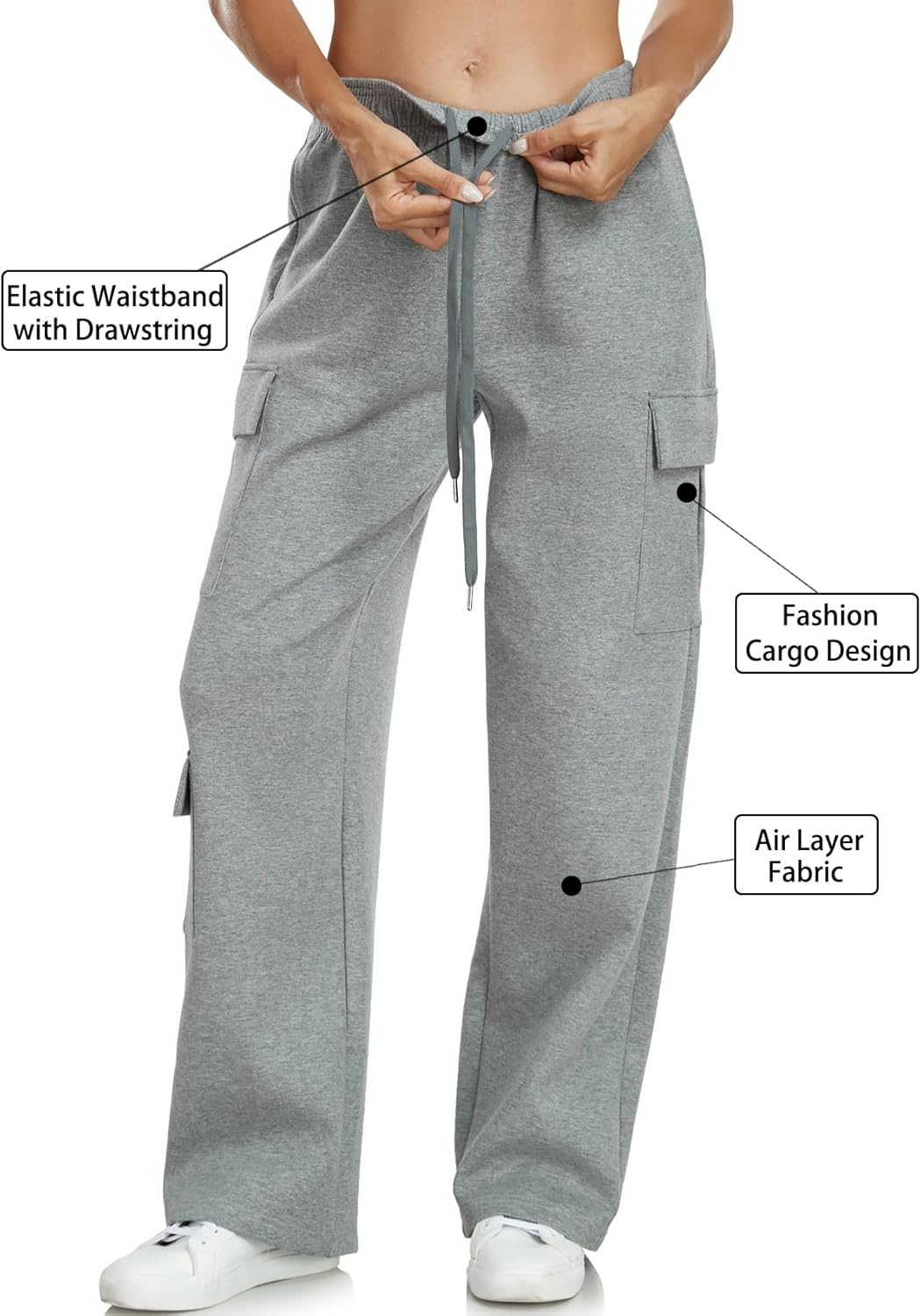 Inno 28" 31" 34" 36" Womens Cargo Sweatpants Y2K Casual Baggy Wide Leg Pants Cotton Jogger Fashion 2026 Trendy - Image 5