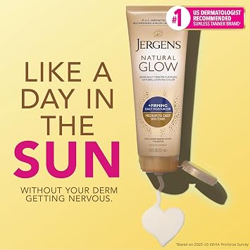 Jergens Natural Gradual Glow Bundle Pack: Daily Moisturizer +Firming 7.5fl oz and SPF20 Face Moisturizer 2fl oz, Medium to Tan
