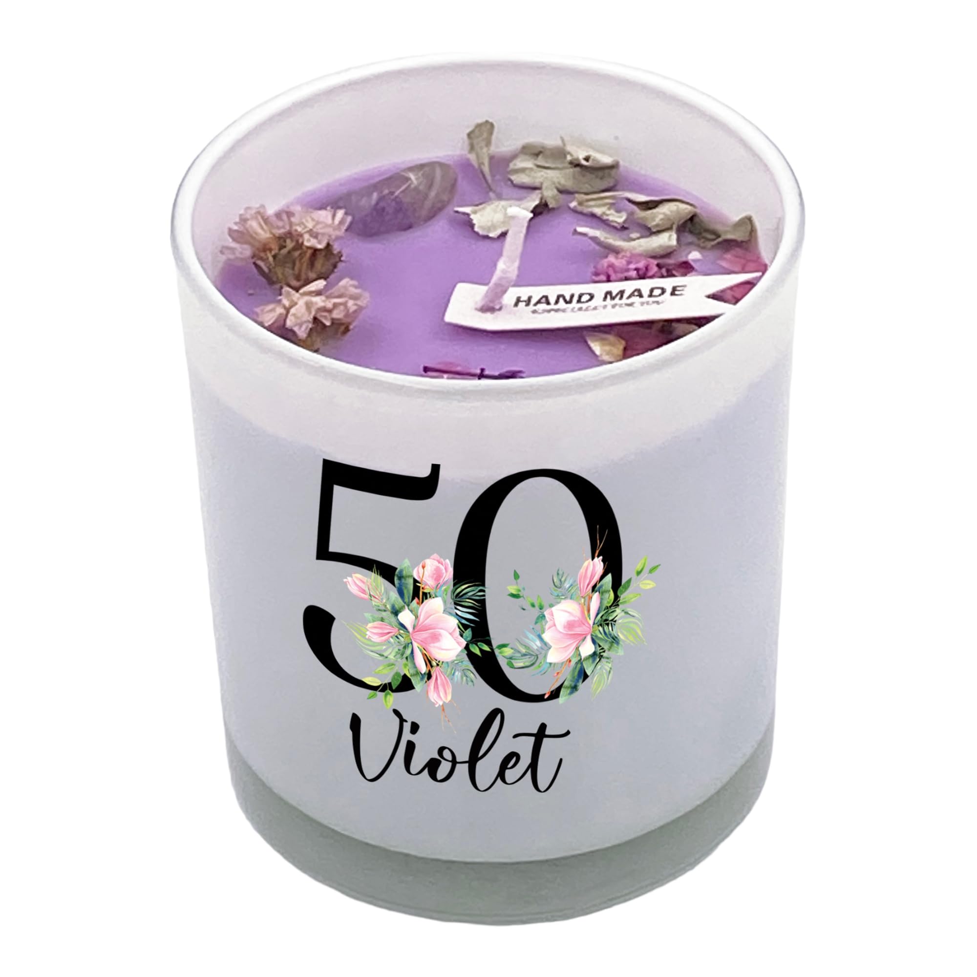 Personalised Gift for 50th Birthday Candle Boxed Floral Variety of Fragrances (Lavender)
