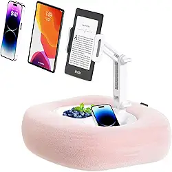 Kefotic Suporte de travesseiro de tablet para leitura Kindle na cama, suporte de colo de telefone com tigela de lanche, suporte preguiçoso para mãos livres para acessórios Kindle, presentes para