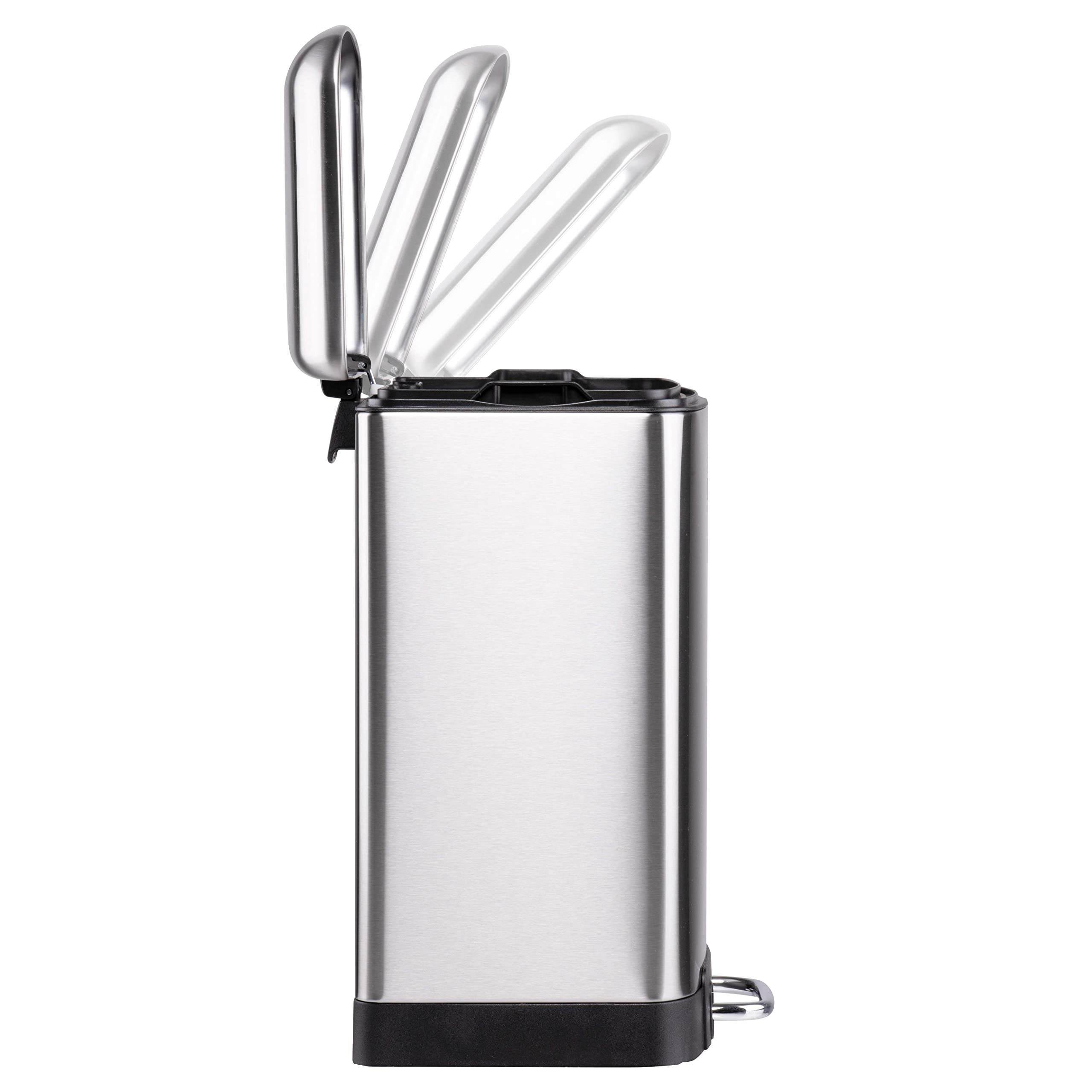 Dirt Devil Pattumiera a pedale, 12 l, con chiusura morbida, in acciaio inossidabile, cestino interno rimovibile, 27,2 x 25,5 x 40,2 cm, colore: argento