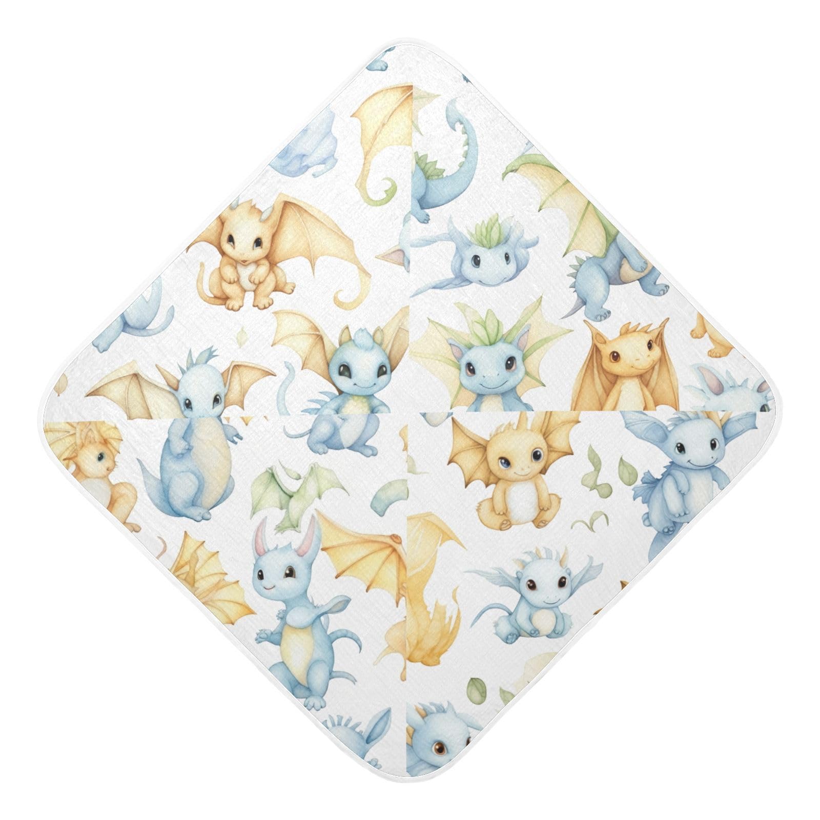 Kigai Hooded Towel for Boys Girls Cute Dragons Cotton Baby Bath Towel Ultra Soft & Absorbent Unisex Hooded Baby Towel for Newborn, Toddler, 30x30 in