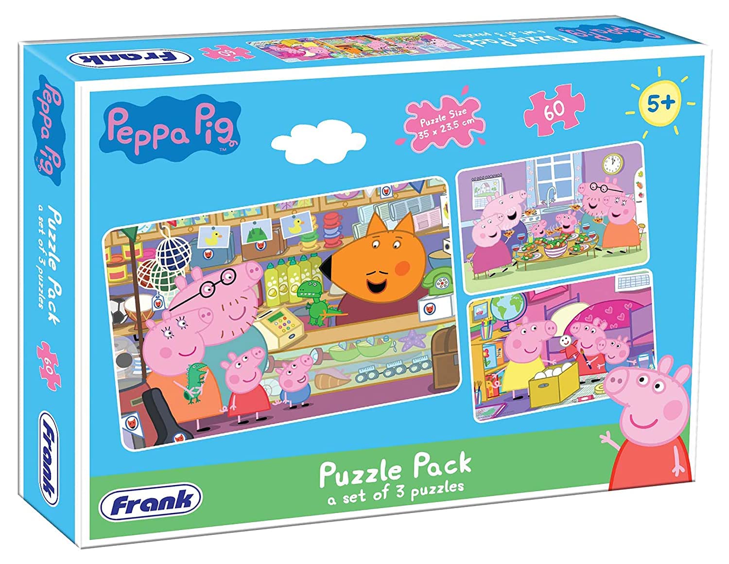 Frank Peppa Pig (60 Pieces) 3 in 1 Jigsaw Puzzle for Kids Above 5+ Years - Fun & Challenging Brain Booster Games - for Enhanced Focus and Memory - 60408
