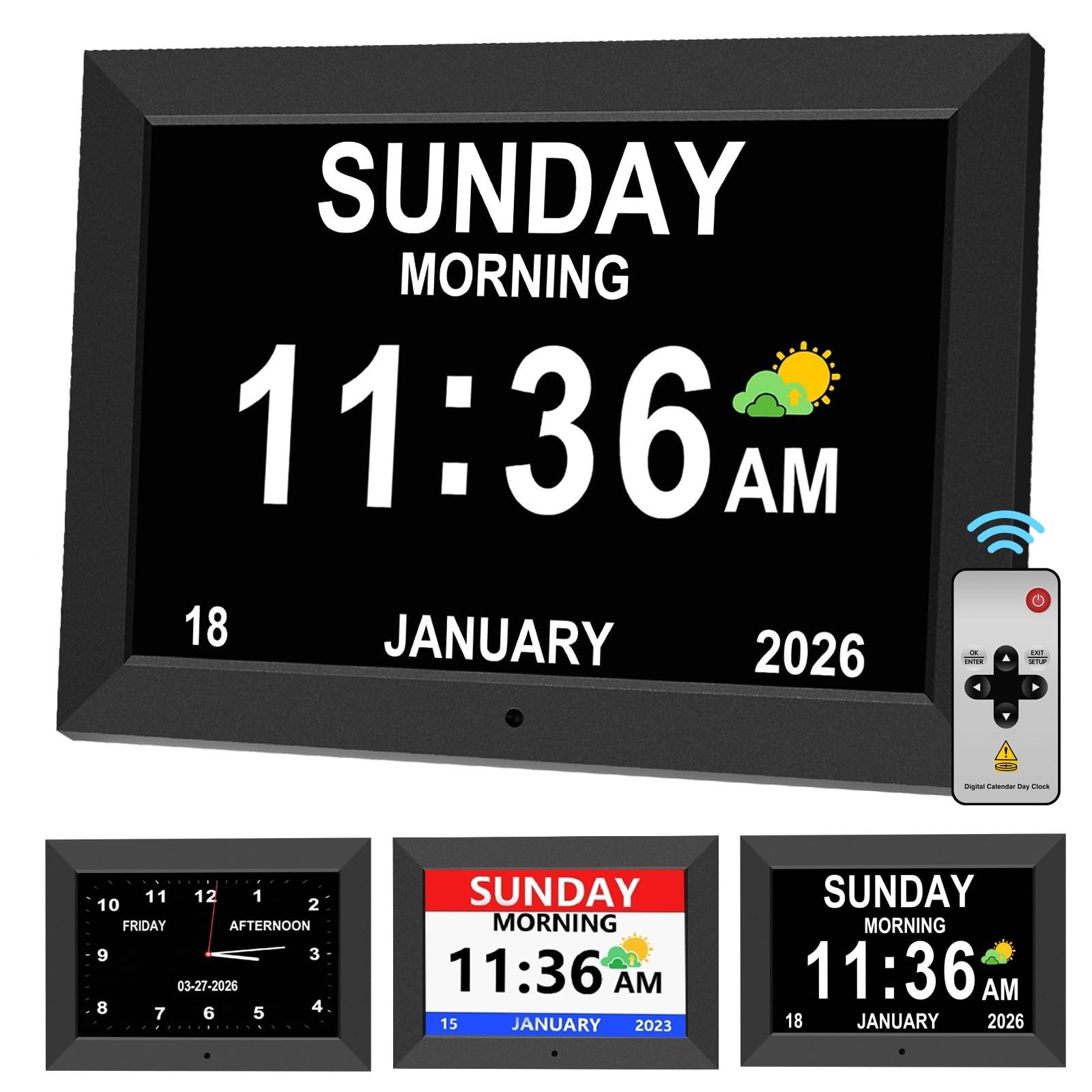 LXBYJKJ Reloj digital de 10 pulgadas con día y fecha para personas mayores, alarmas personalizables, 3 modos de visualización, fuente grande, reloj despertador para personas mayores Auto DST