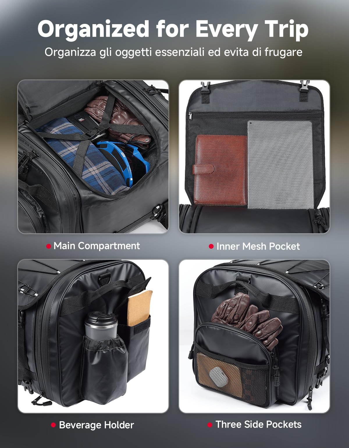 Amazon | KEMIMOTO(ケミモト) オートバイ旅行用荷物バッグ、60L拡張