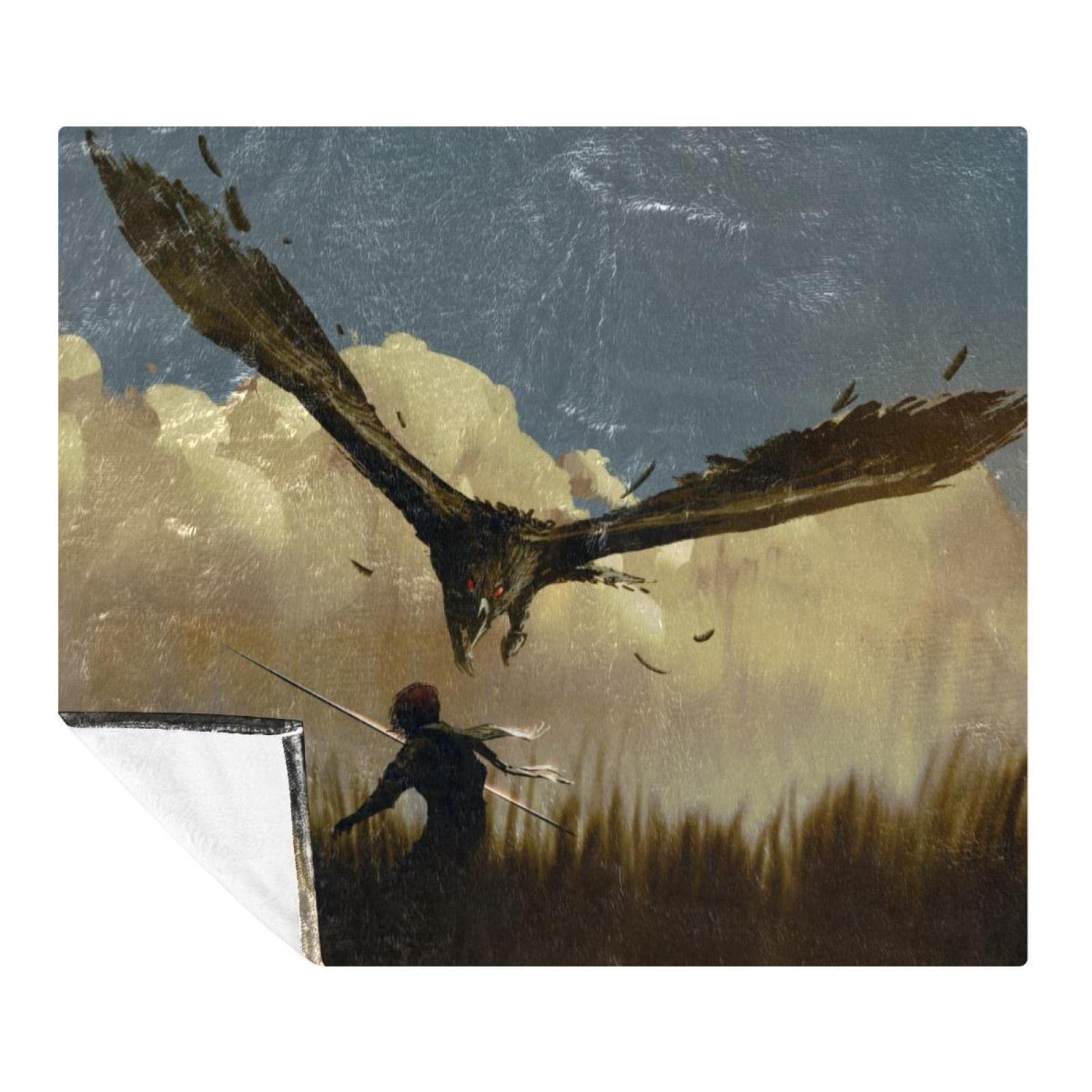 Fierce Eagle Attack The Warrior Couverture douce et confortable pour adultes et enfants, couverture polaire légère en microfibre pour canapé, lit, canapé, voyage, 150 x 200 cm