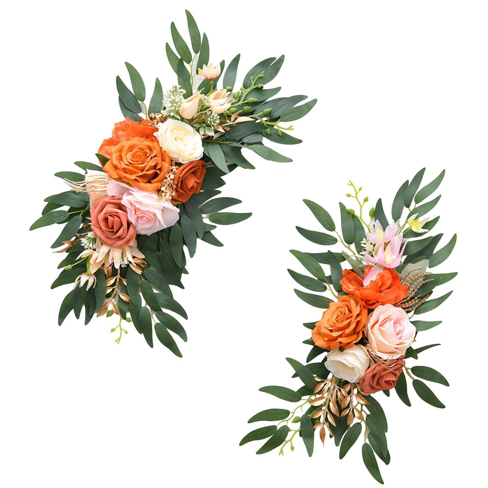 Zanthicia Durable Wedding Arch Flowers Silk Flower Exquisite Floral Swag Stand For Indoor Outdoor Events And Venue Decor Artificial Floral Swag Wedding Flowers, Orange