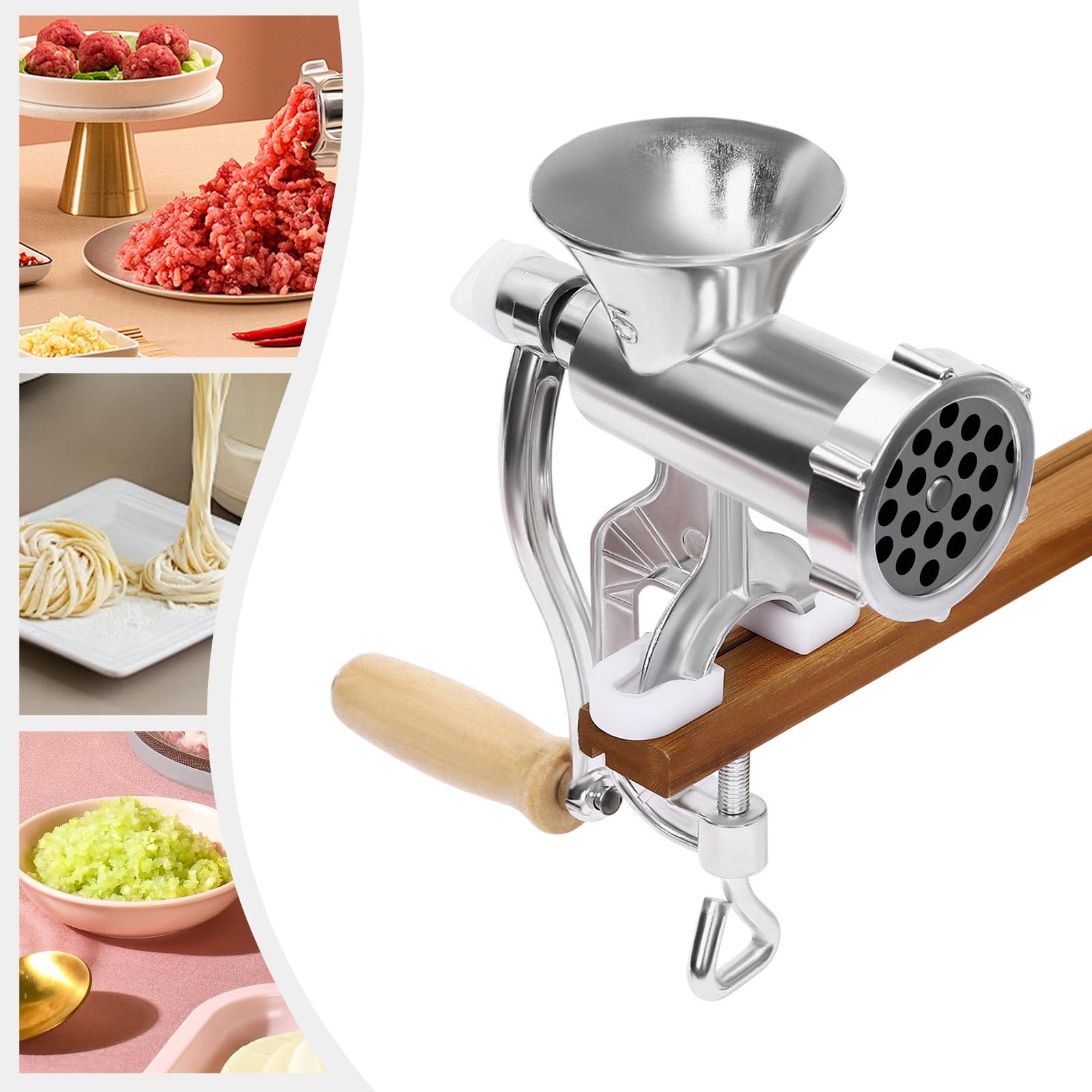 Manual Meat Grinder, Sausage Stuffer, with Adjustable Table Clamp, 2.6 In, with Stuffer, Can be Used for Mincing Meat, Fish, Garlic, Dried Peppers